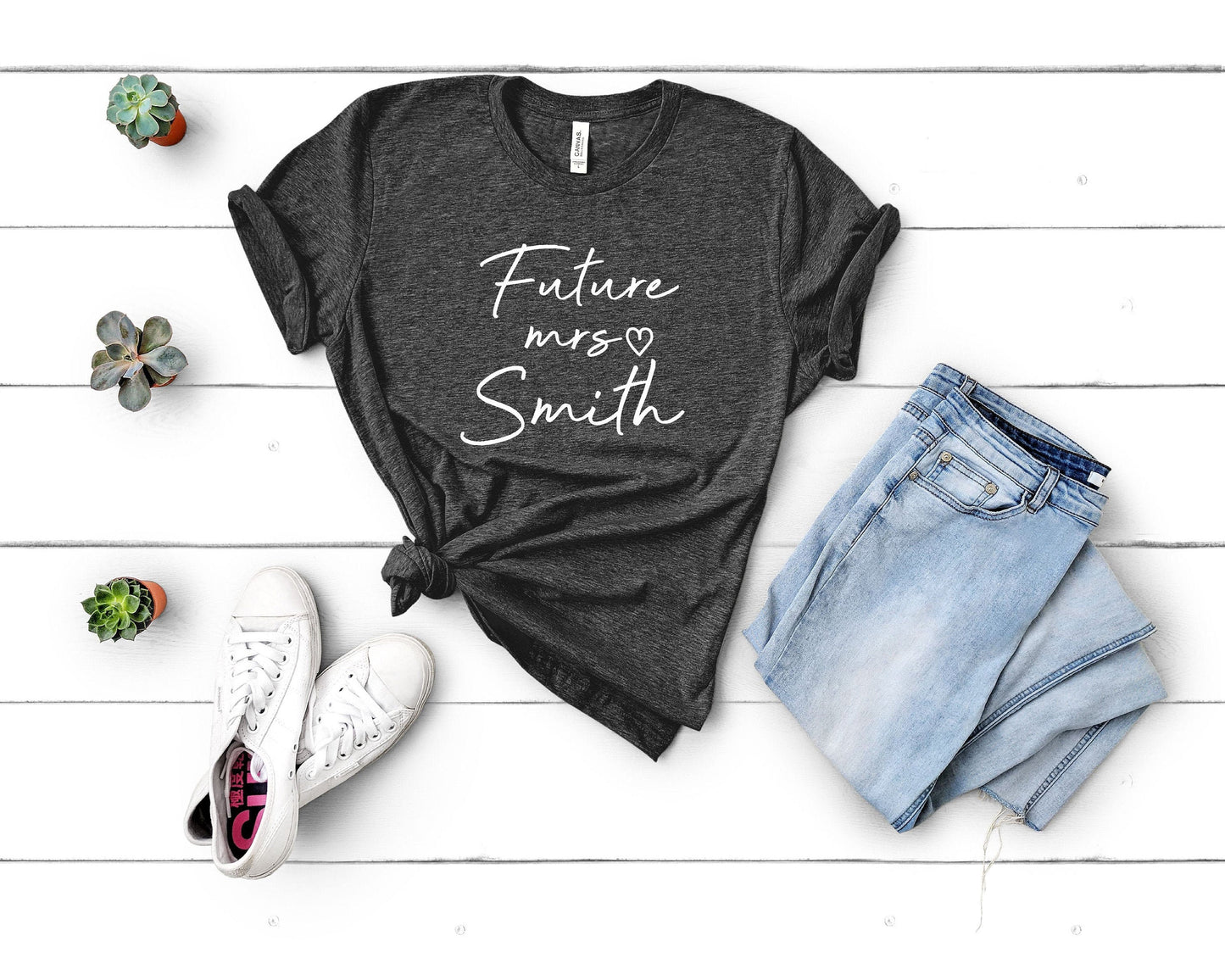 Custom Mrs Shirt,Trendy Bride Shirts,Personalized Mrs Last Name Tanks,Cute Honeymoon Pajamas,Gift For New Bride,Bridal Shower Gift,C5073