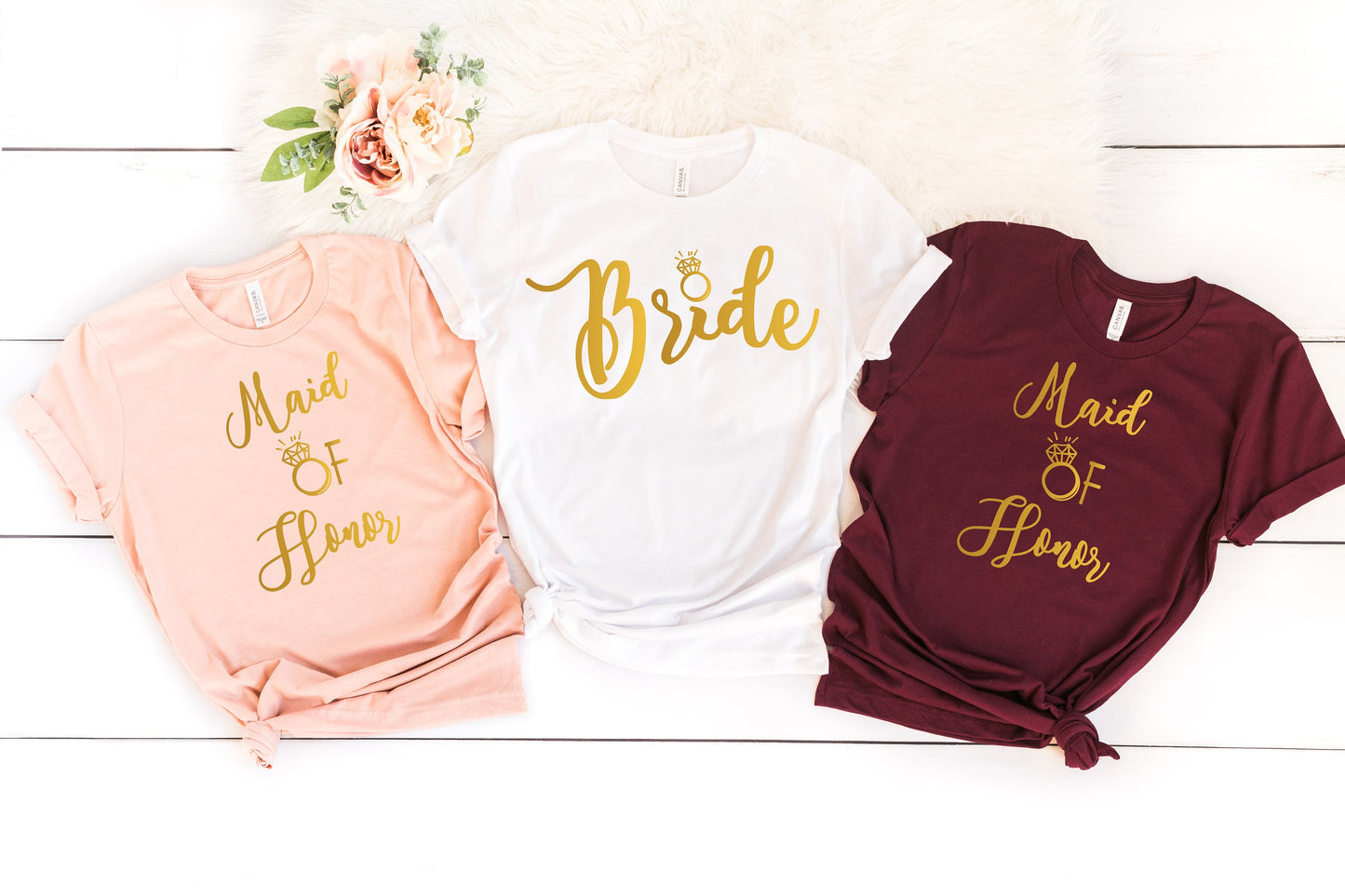 Bride Shirt,Maid of Honor Shirt,Wifey Shirts,Honeymoon Shirts, Bridal Gift, Married Sweatshirt, Bachelorette Vneck, Bridal Party Tee, C6018