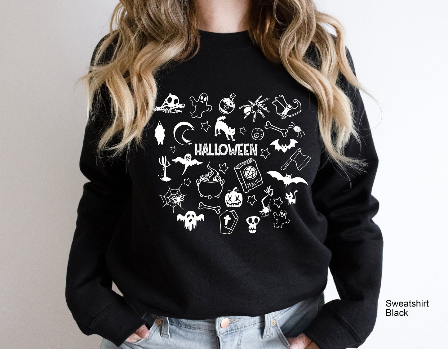 Halloween Little Things Doodles Sweatshirt, Cute Halloween Tee Shirt, Halloween Graphic Shirt, Pumpkin Witch Ghost Spooky Mom Shirt, C6159