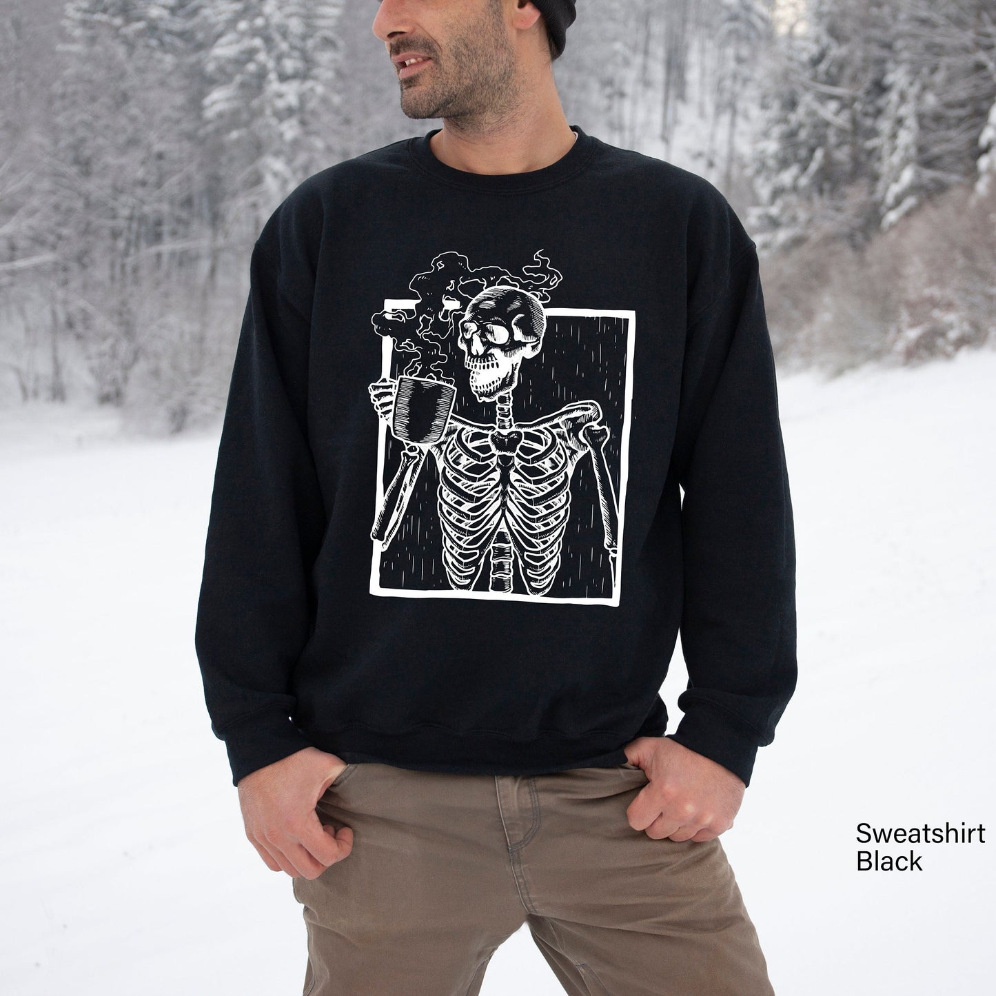 Skeleton Drinking Coffee Shirt, Skeleton Shirt, Coffee Lover Shirt, Funny Skeleton Skull T-Shirt, Funny Halloween shirt,C6141