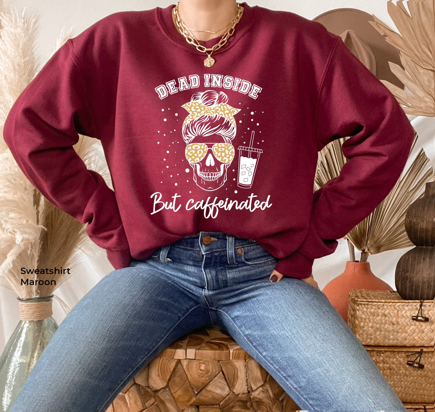 Coffee Skeleton Sweathirt,Skeleton Drinking Coffee Sweatshirt,Skeletons Halloween Oversized Sweatshirt,Skull Sweatshirt,Skull Tee,C6172