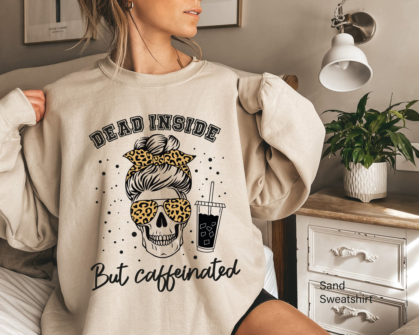 Coffee Skeleton Sweathirt,Skeleton Drinking Coffee Sweatshirt,Skeletons Halloween Oversized Sweatshirt,Skull Sweatshirt,Skull Tee,C6172