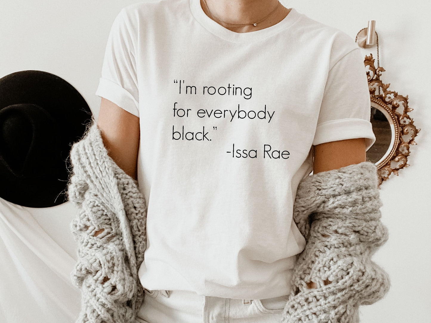 I'm Rooting for Everybody Black T-Shirt, Black, Issa Rae shirt, Black Pride, Pro Black, Quotes by Issa Rae, Clohe Design, C5068