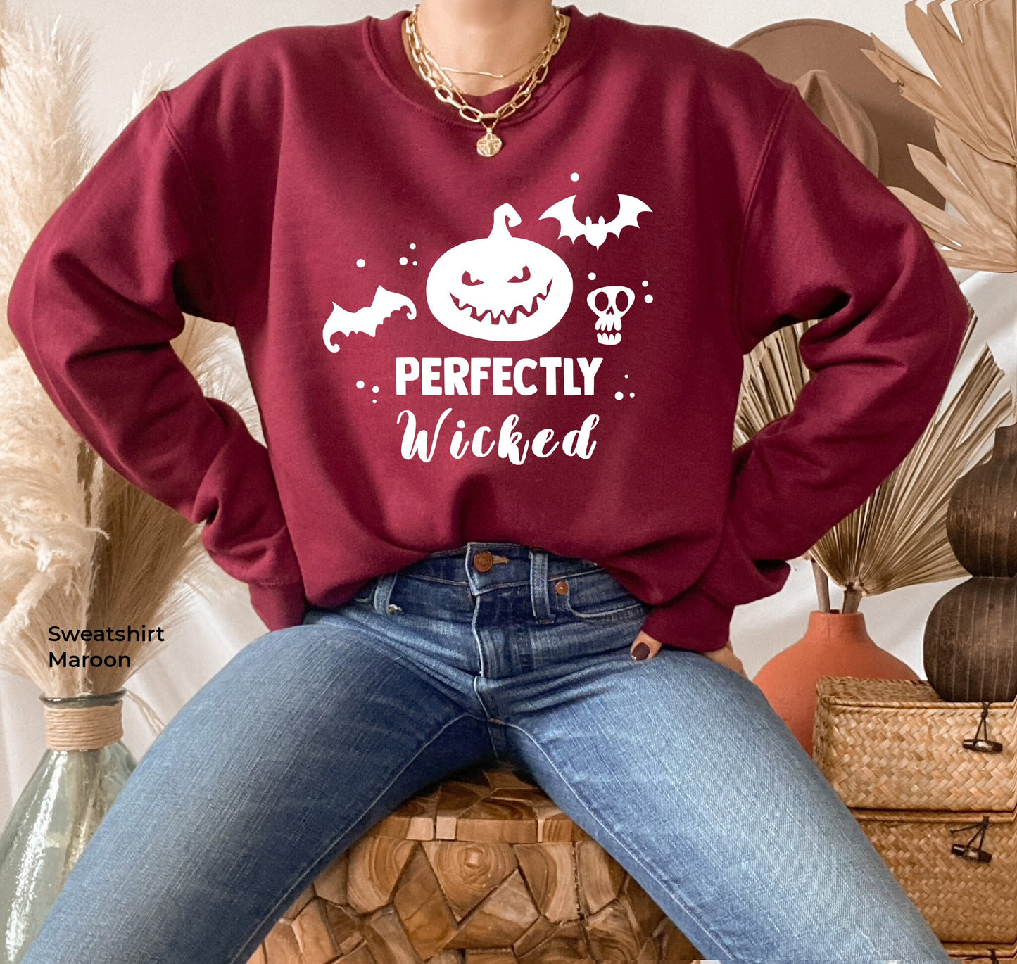 Perfectly Wicked Kids Sweatshirt,Halloween Kids Hoodie,Halloween Youth Sweatshirt,Halloween Party for kids,Boo Kids, C5320K