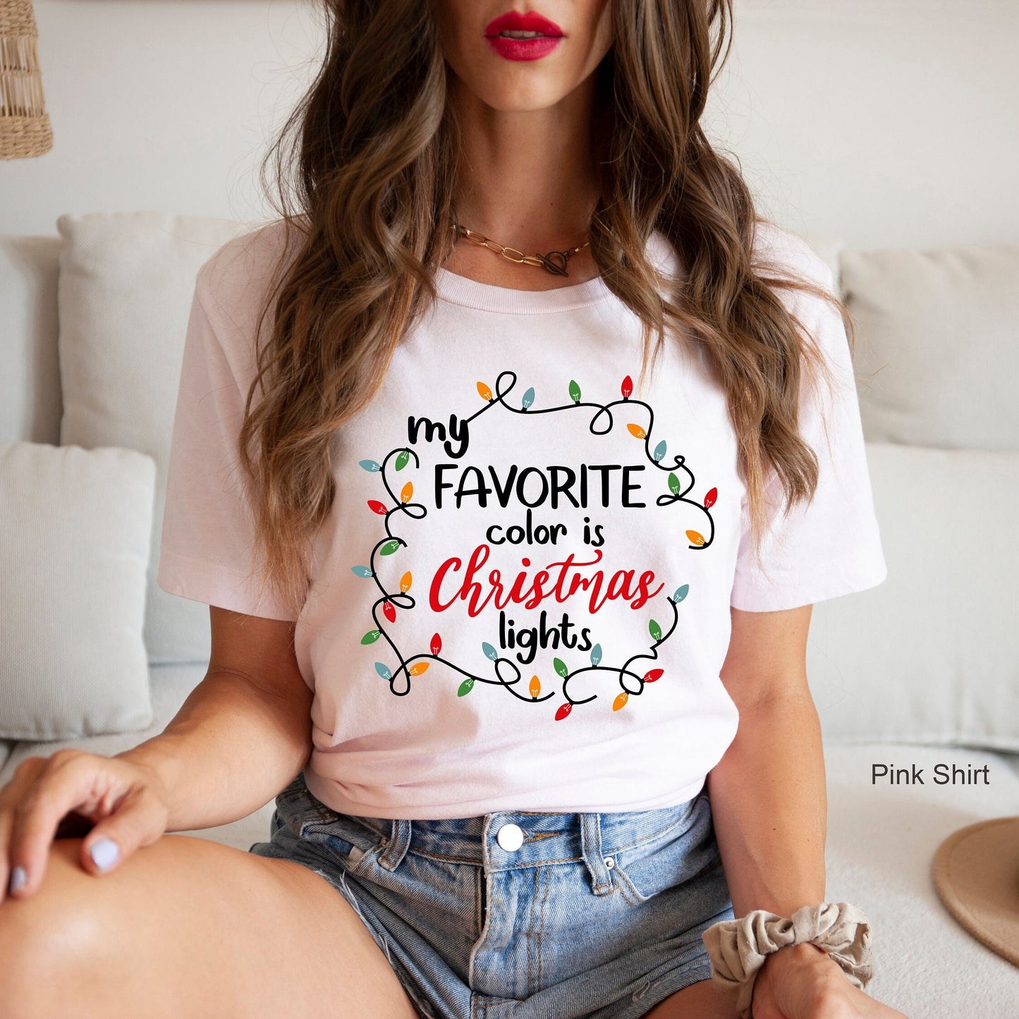 My Favorite Color Is Christmas Lights Sweathirt,Christmas Lights Shirt,Matching Family Shirt,Winter Shirt,Fall Tee,Christmas Gift,C6278