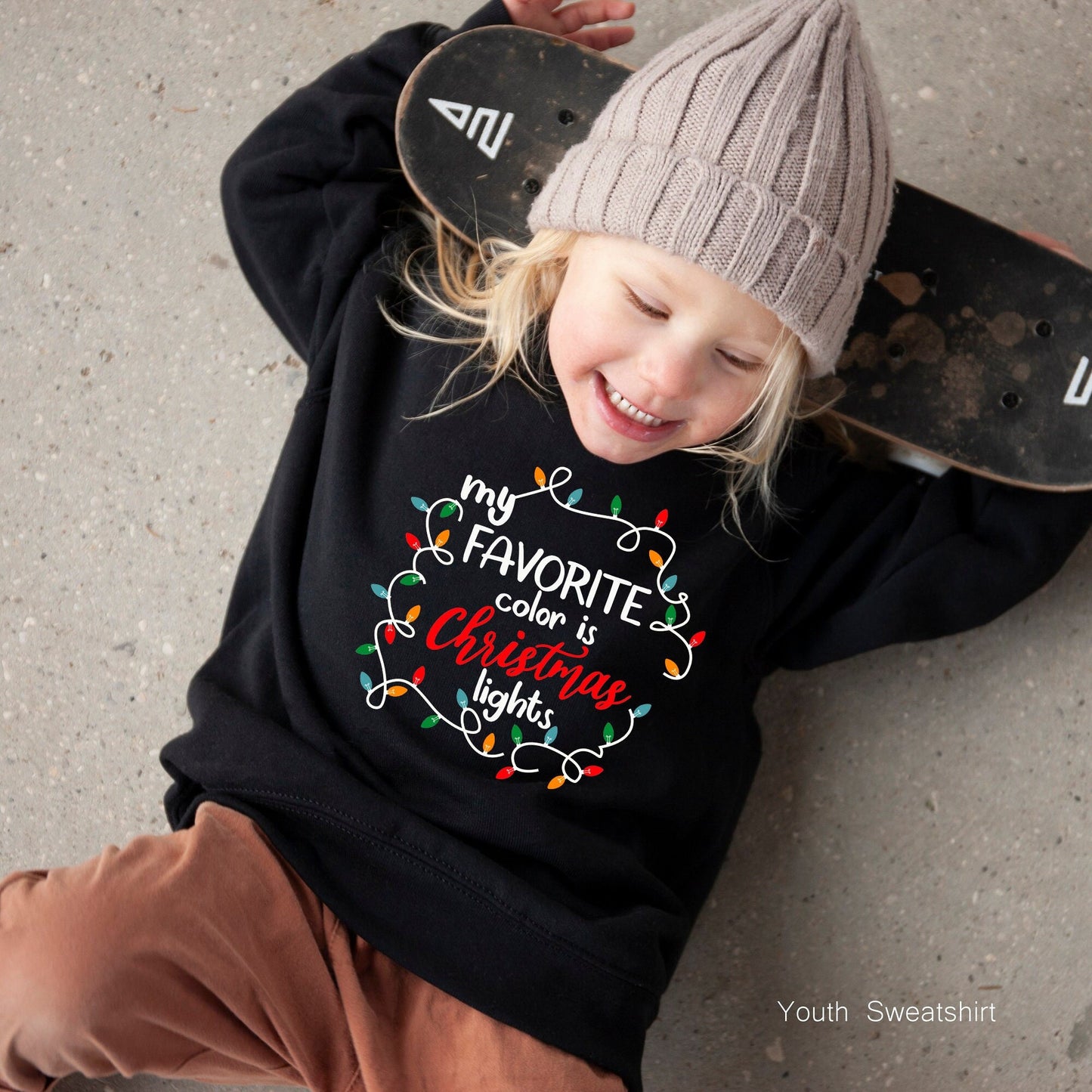 My Favorite Color Is Christmas Lights Sweathirt,Christmas Lights Shirt,Matching Family Shirt,Winter Shirt,Fall Tee,Christmas Gift,C6278