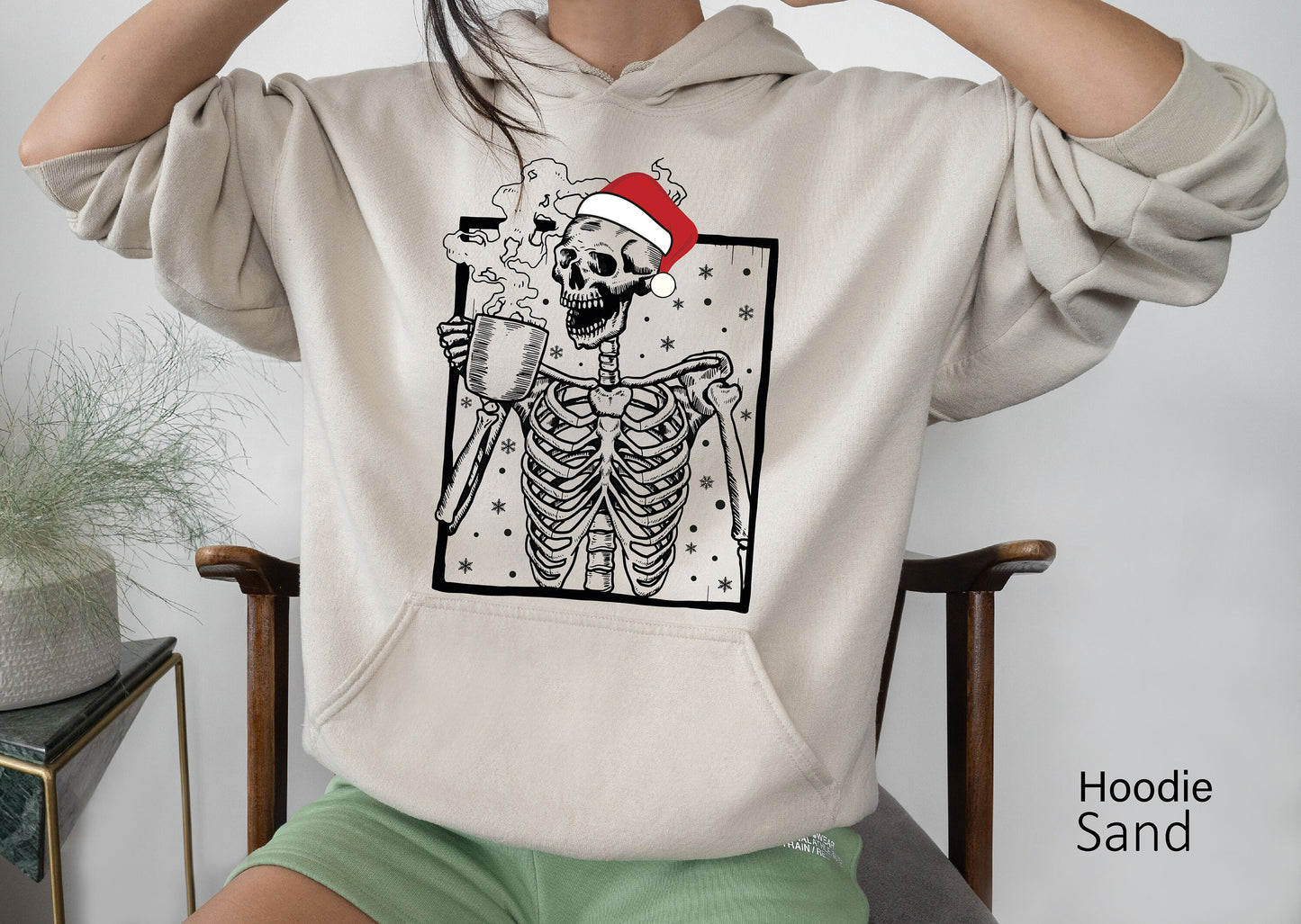 Hot Coffee Skeleton Sweathirt,Skeleton Drinking Coffee Sweatshirt,Skeleton Christmas Sweatshirt,Skull Shirt,Oversize,Christmas Gift,C6239