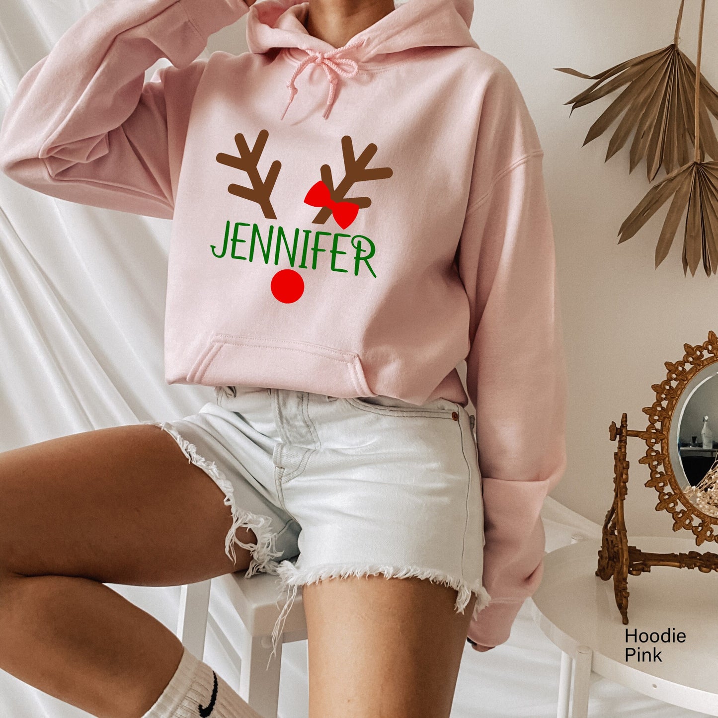 Personalized Christmas Reindeer Sweatshirt,Custom Rudolph Reindeer Frame Face shirt,Reindeer shirt,Christmas Couple Sweatshirt,C6292
