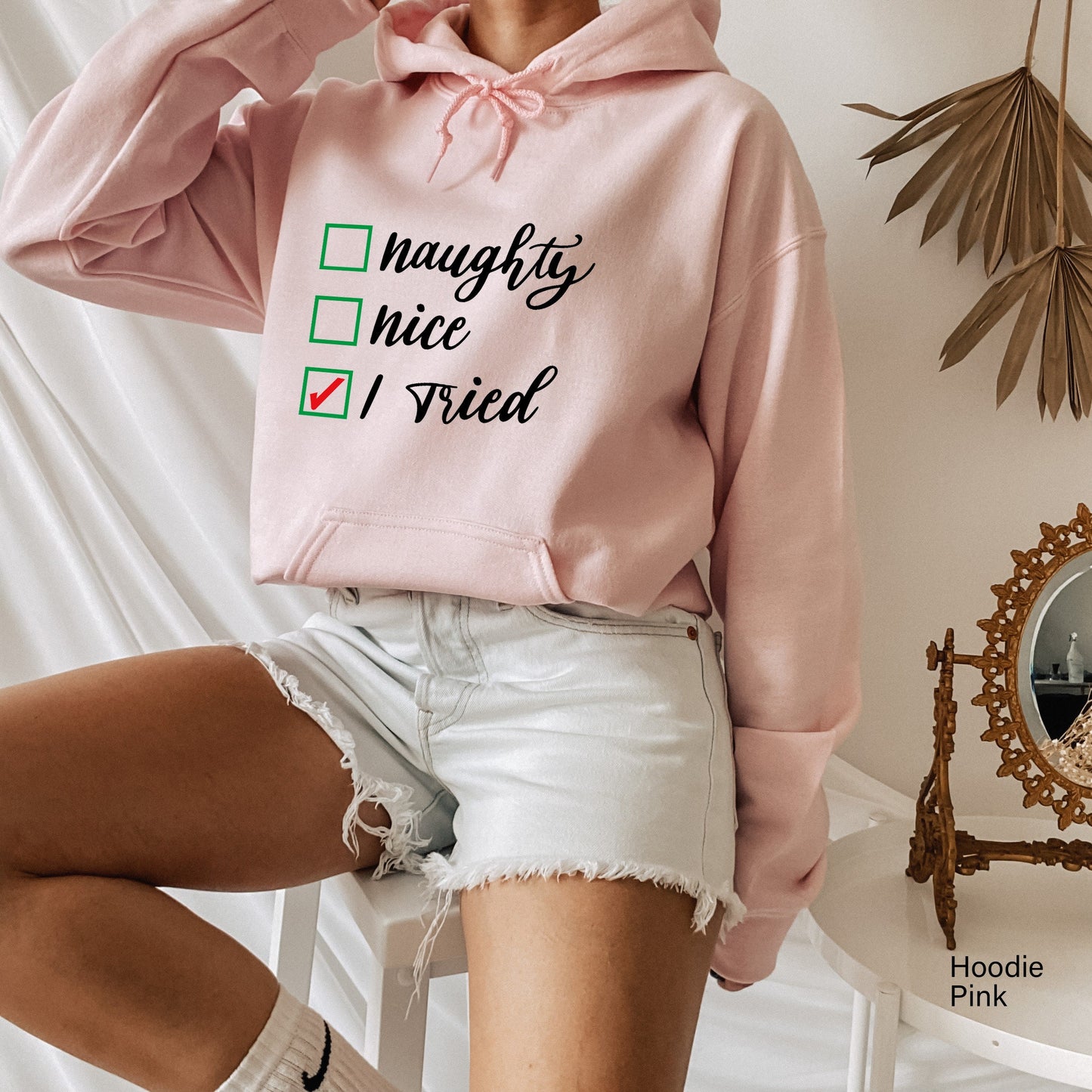 Naughty Nice I Tried Sweatshirt,Deer Couple Shirt,Christmas Vacation Shirt,Matching Christmas,Christmas Couple,Naughty List Shirt,C6302