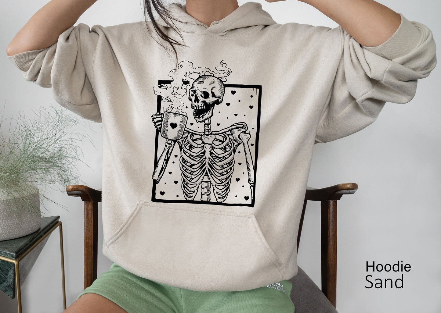 Hot Coffee Skeleton Sweathirt, Skeleton Drinking Coffee Sweatshirt, Coffee Skeleton T-shirt, Skull Sweatshirt, Skull Tee, C6402