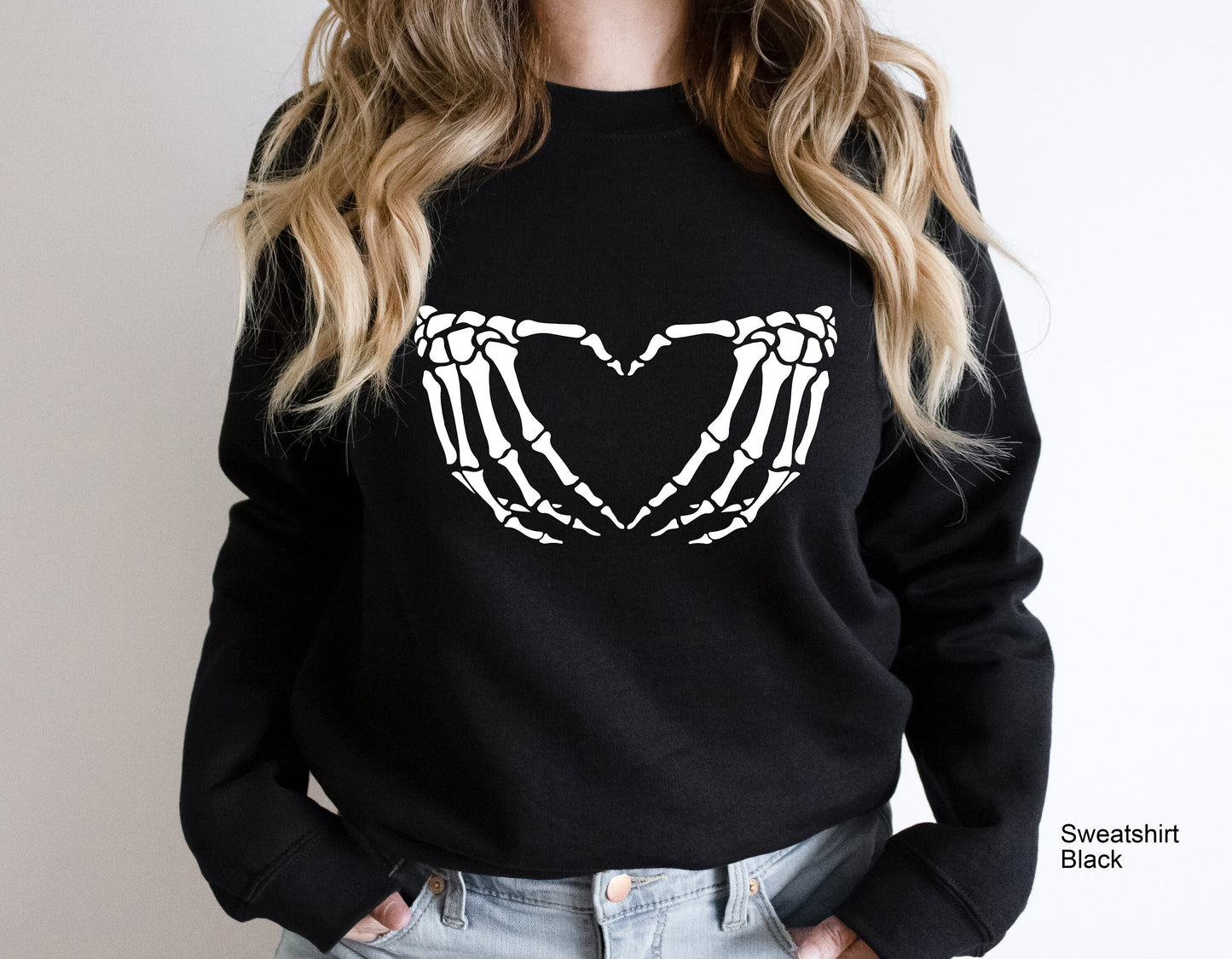 Skeleton Hand Sweathirt, Skeleton Love Hoodie, Skeletons Oversized Sweatshirt,Hand Hoodie, Skeleton Hand Shirt,Love Shirt,,Skull Tee,C6382