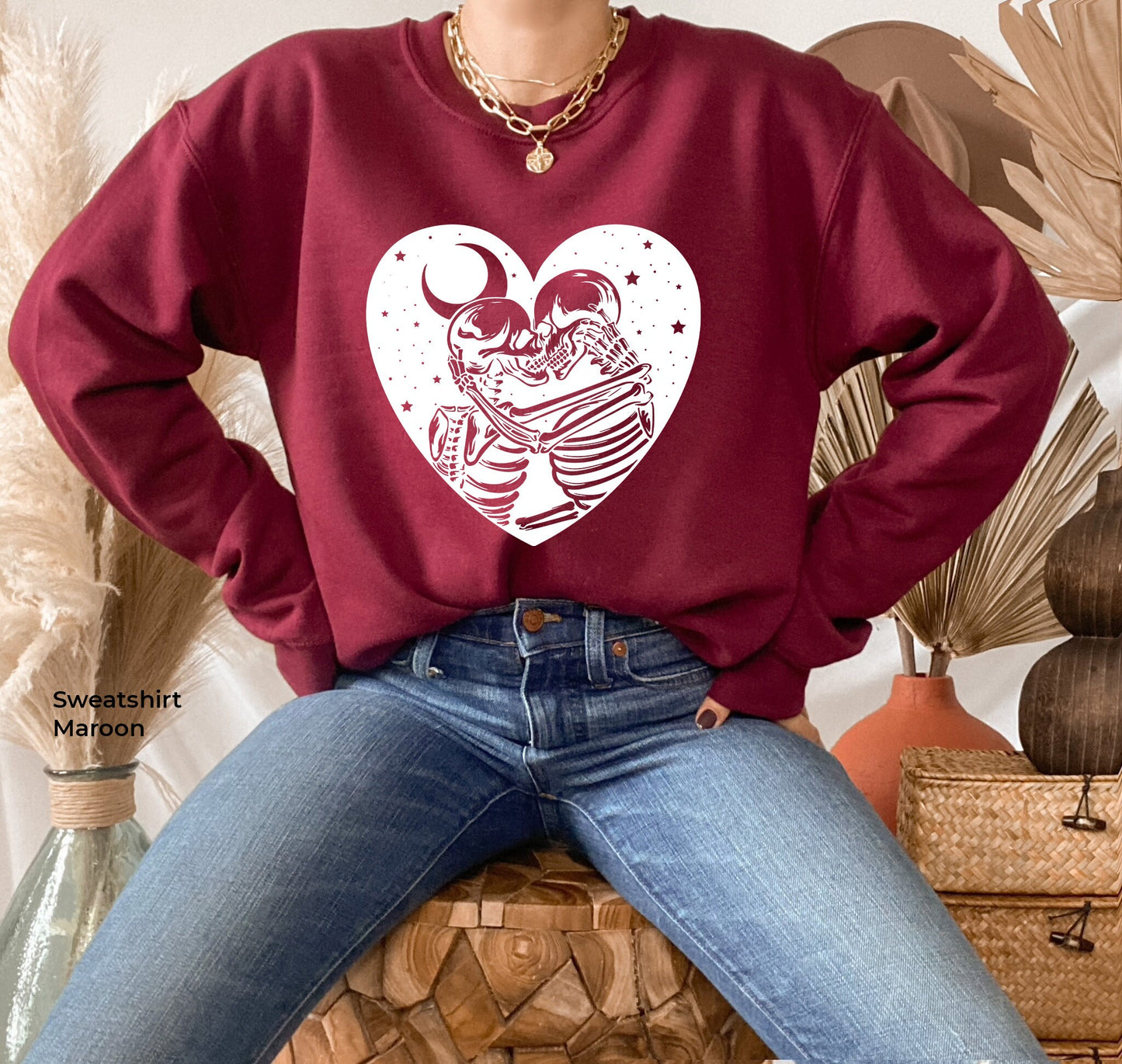 Skeleton Kissing Sweatshirt, Love Never Dies Tee, Romantic Shirt, Valentine's Day, Valentine's Shirt, C6467