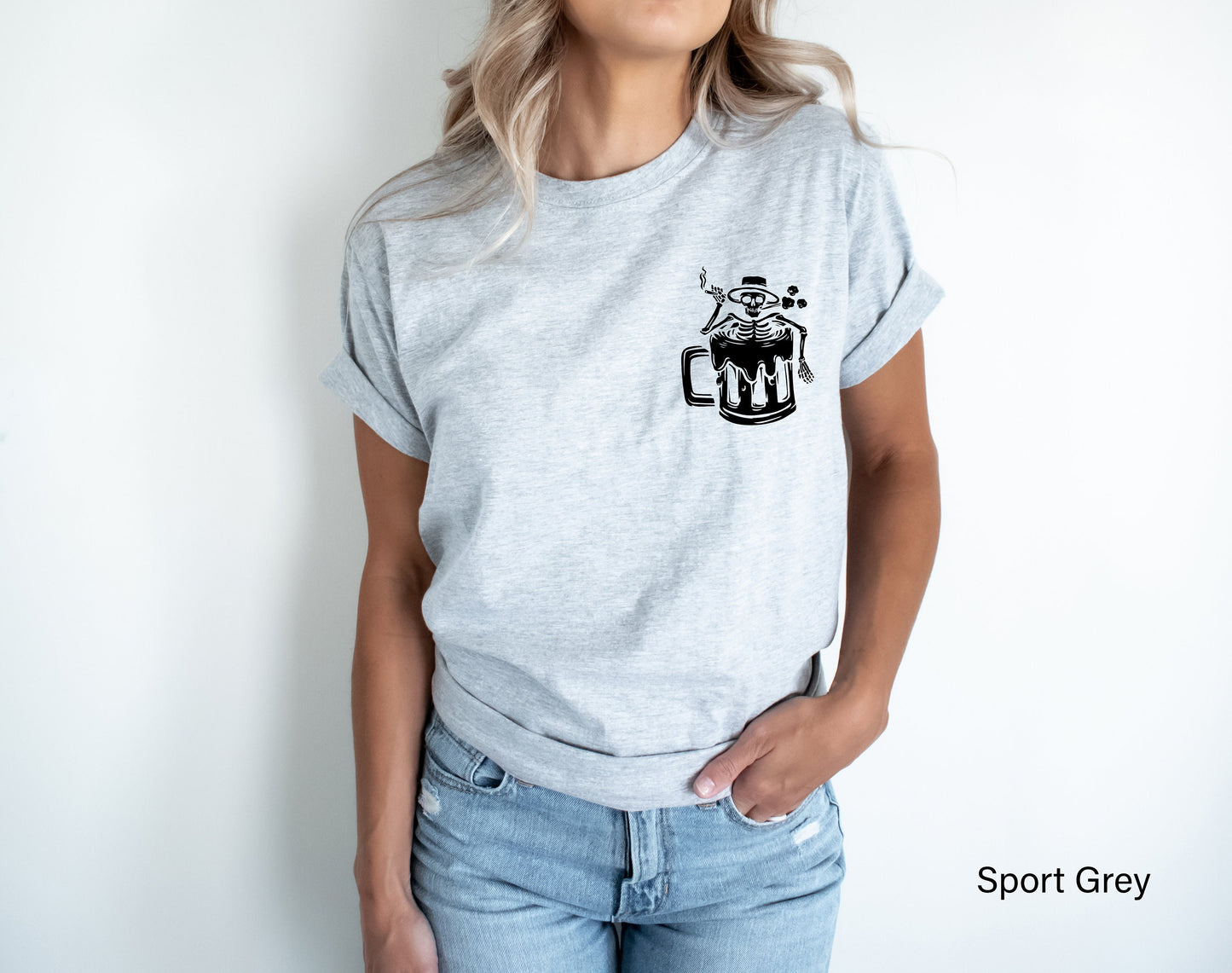 Skull Skeleton Alcohol Beer Sweatshirt, Beer Shirt, Skeleton Shirt, Skeleton Hoodie, Skeleton Drinking Beer Sweatshirt, Skull Shirt, C6427