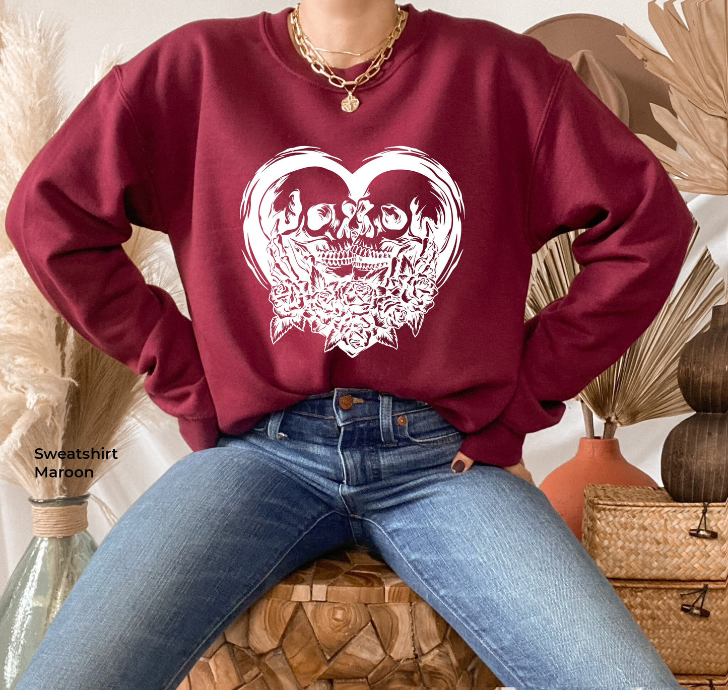 Kissing Skeletons Sweatshirt, Skeleton Shirt, Gothic Shirt, Skull Tee, Couple Shirt, Cool Skeleton T-Shirt, Skeleton Valentine, C6466