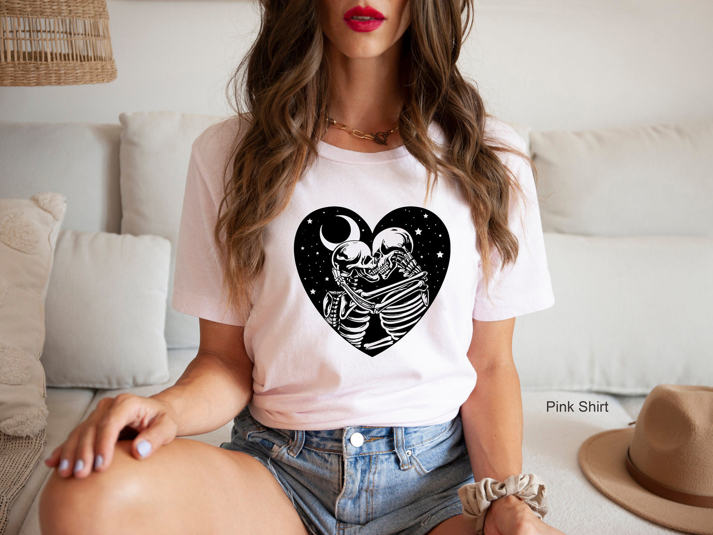 Skeleton Kissing Sweatshirt, Love Never Dies Tee, Romantic Shirt, Valentine's Day, Valentine's Shirt, C6467