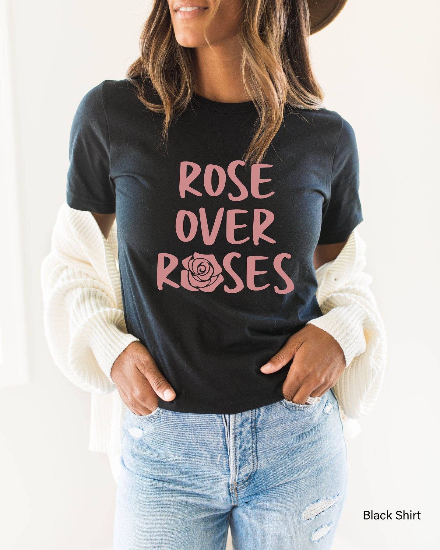 Rose Over Roses Sweatshirt, Valentine's Day Shirt, Women Valentine Day Shirt, Women's Graphic Tee, Women Valentine's Day Shirt, C6493