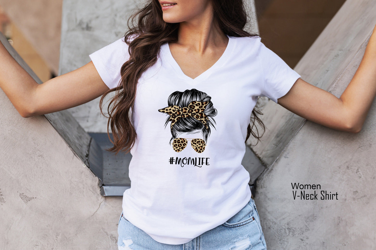 Mom Life Shirt,Trendy Mom Shirt,Mom Life Tank Tops,Messy Bun Tshirt,Leopard Cheetah Print with Messy Bun,Gift for Mom,Mom Racer Back,C5844