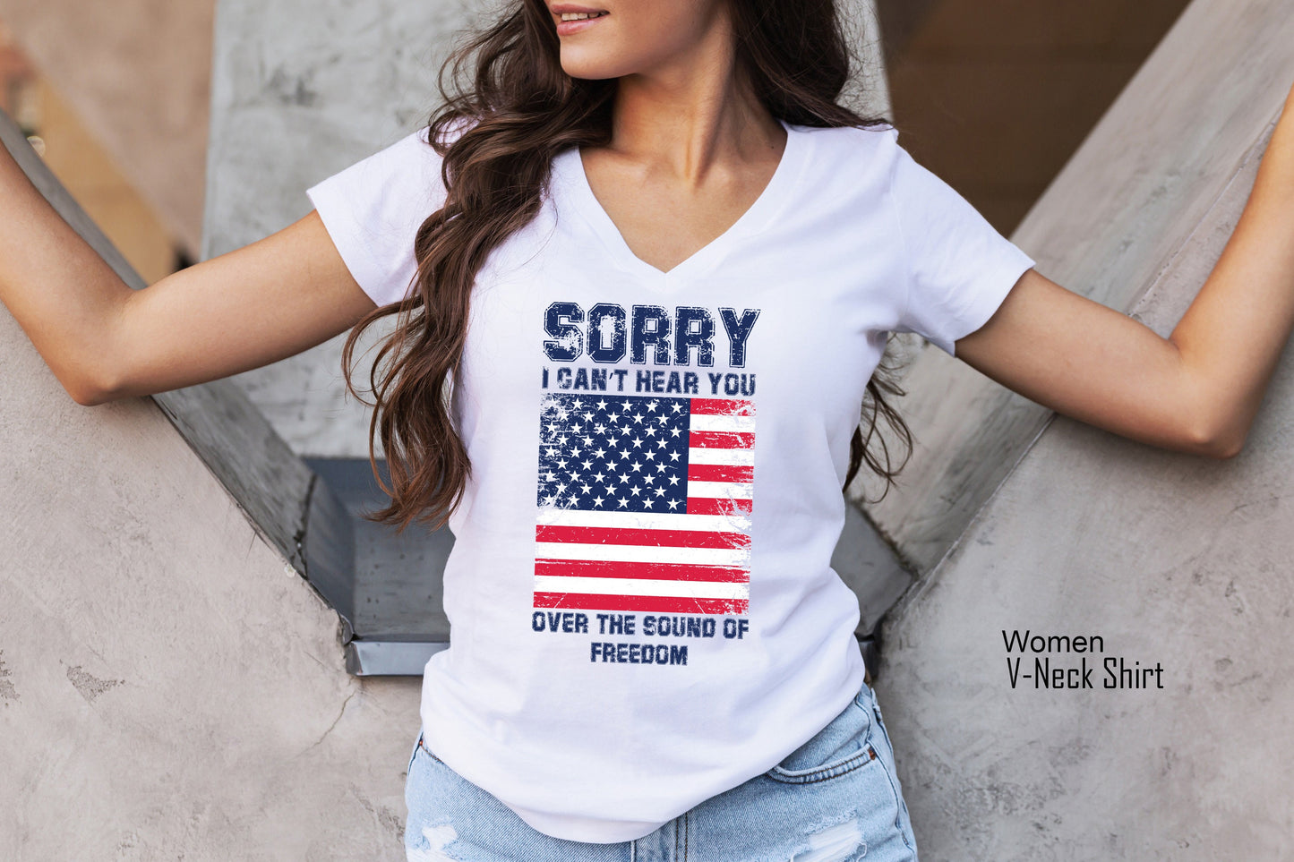 Patriotic Racer Back,Sorry I Can't Hear You Over The Sound Of My Freedom,Memorial Day T-Shirt,American Flag Shirt,Patriot Shirt, C6611