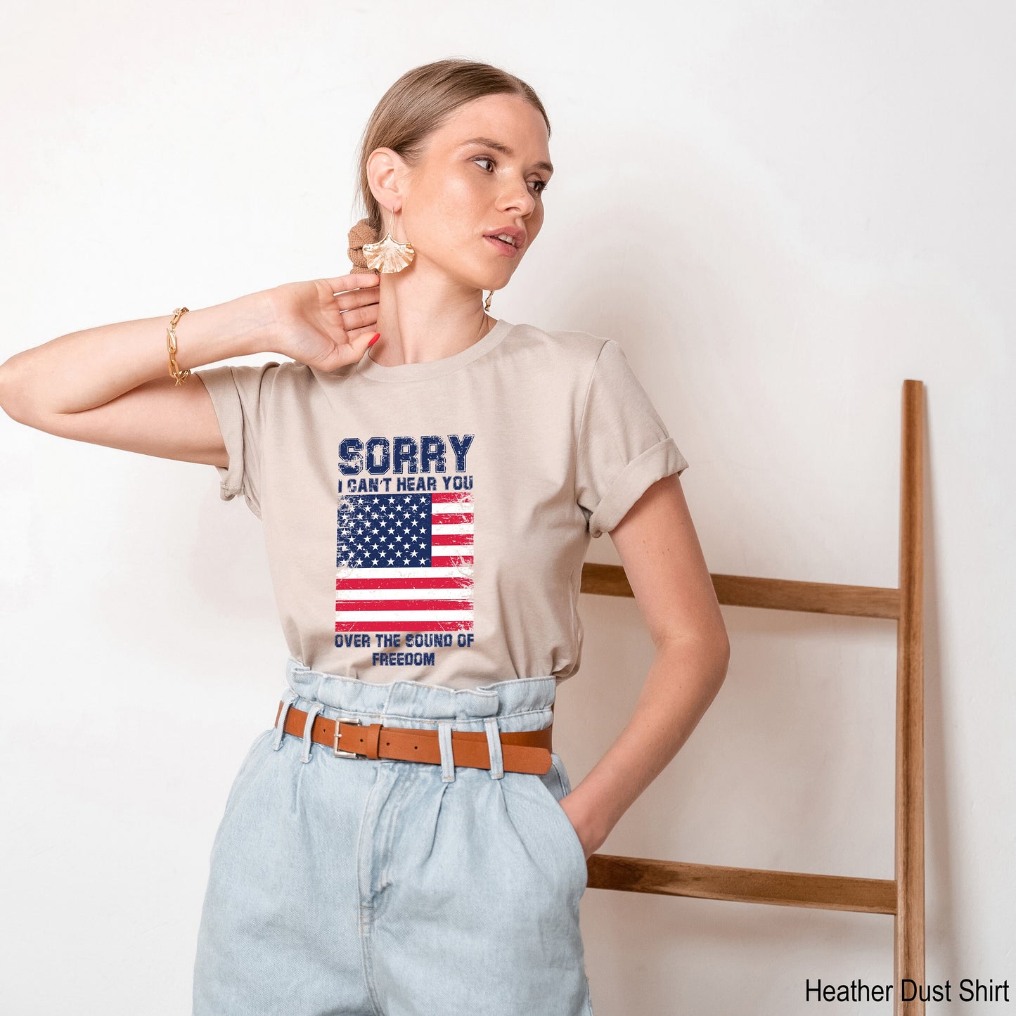 Patriotic Racer Back,Sorry I Can't Hear You Over The Sound Of My Freedom,Memorial Day T-Shirt,American Flag Shirt,Patriot Shirt, C6611
