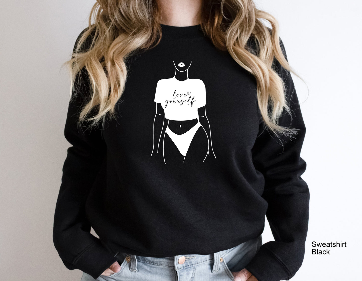 Love Yourself Sweatshirt, Fashion Silhouette Shirt, Fashion Hoodie, Love Shirt, Valentine Day Gifts, Heart Shirt, C6391