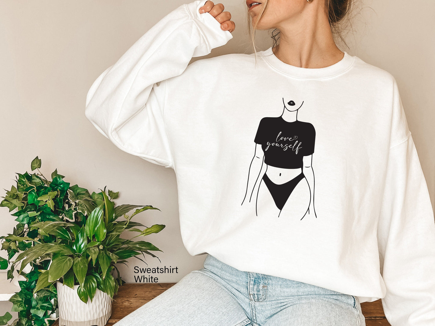 Love Yourself Sweatshirt, Fashion Silhouette Shirt, Fashion Hoodie, Love Shirt, Valentine Day Gifts, Heart Shirt, C6391