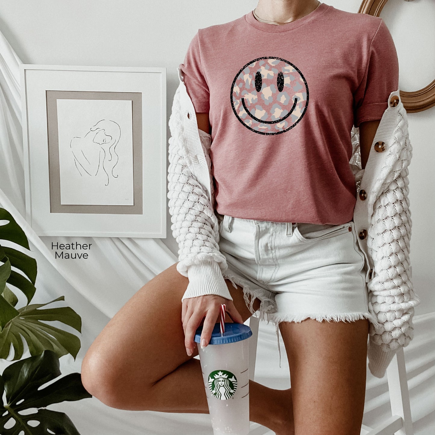 Smile Leopard Shirt, Trendy Clothes, Smiley Face T Shirt, Cheetah Print Tee, Positivity Tank, Preppy Shirt, C6667