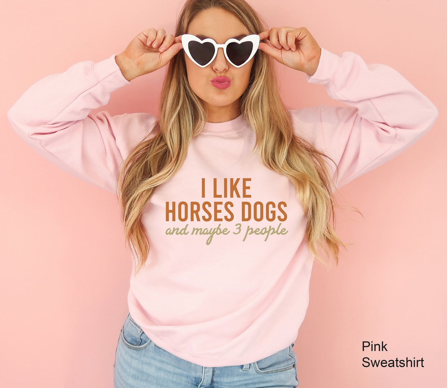 I Like Horses Dogs And Maybe 3 People Sweatshirt, Gift For Horse Owner, Horse Gift, Horse Lover Hoodie, Girls Horse Shirt, C6732