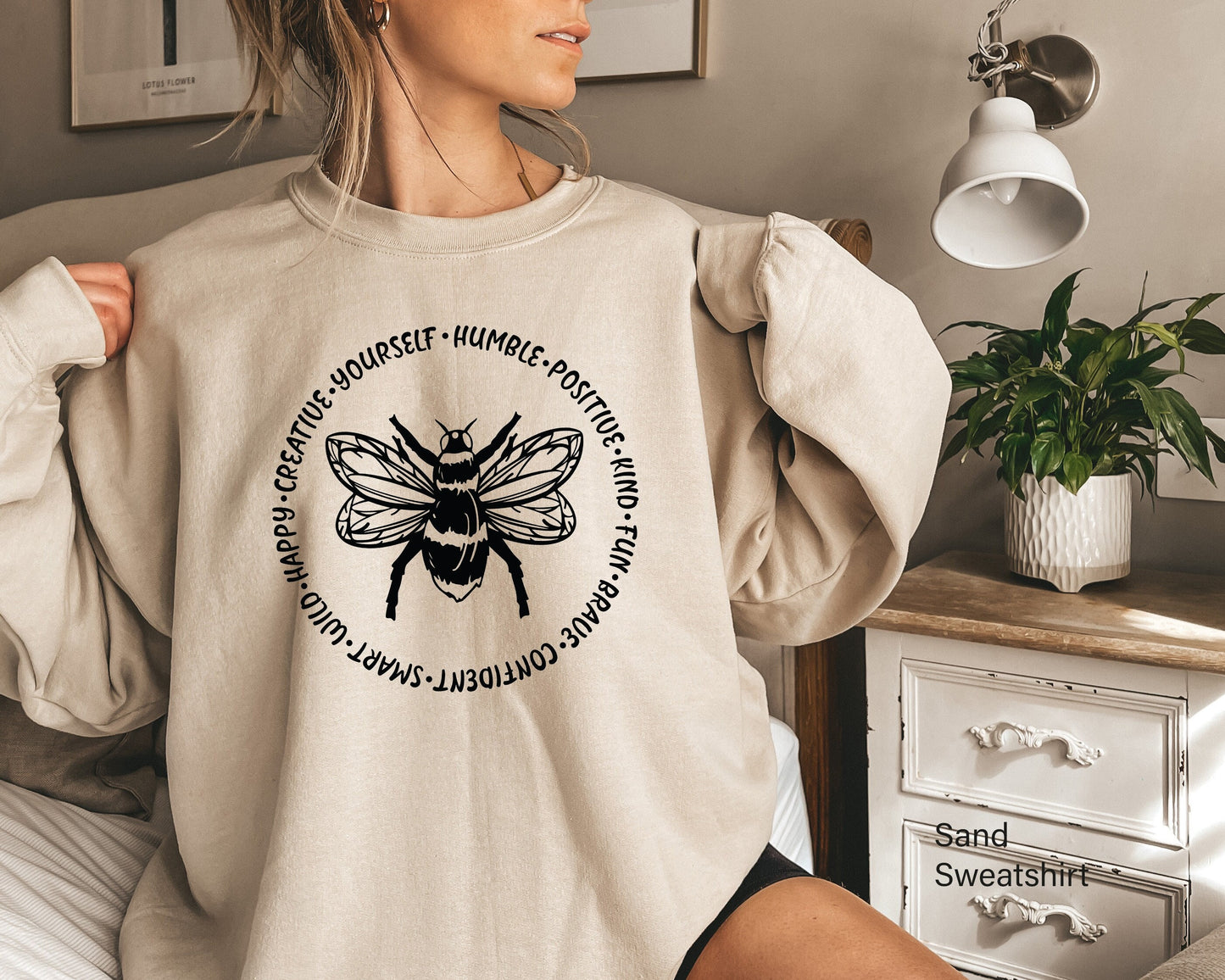 Bee Something Sweatshirt,Stay Positive,Cute Shirt,Fun, Confident, Happy, Joyful Tshirt, Happiness Matter Tee, Women Tshirt,C6599