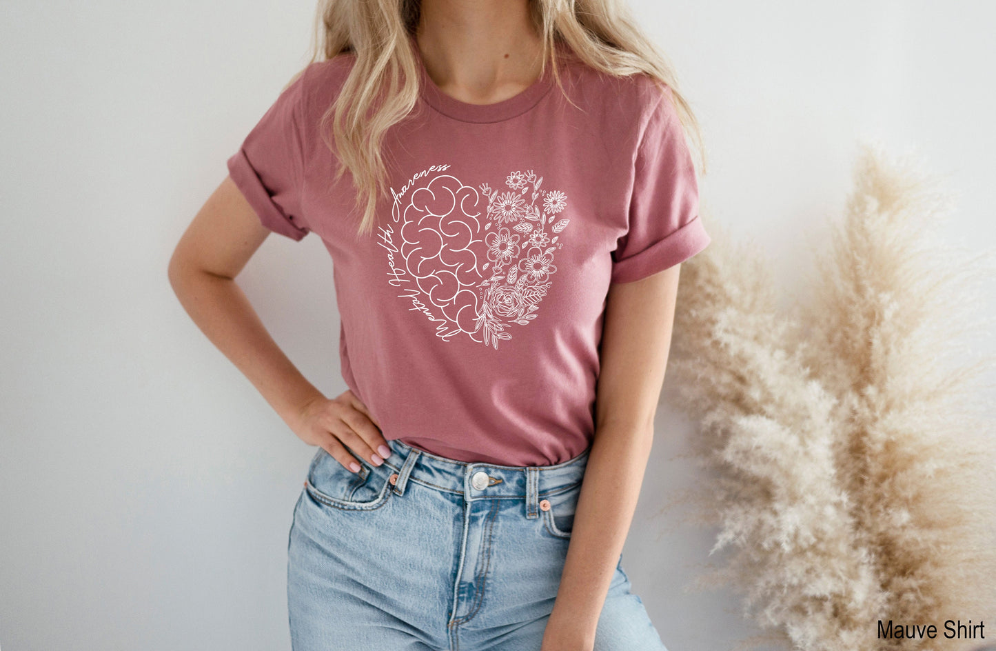 Health Shirt, Gardening Gift, Flower Shirt, Floral Brain, Mental Health Awareness Month Tees, Brain T-shirt, Counselor Shirt, C6760