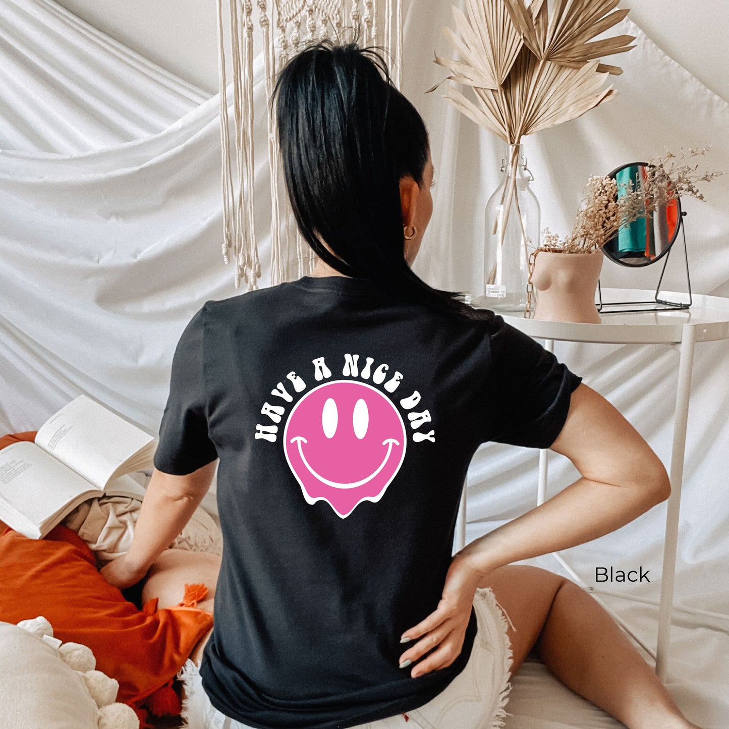 Have a Nice Day T-shirt, Parent Shirt, Retro Smile Face Tshirt, Happy Face Tee, Words on Back, C6805