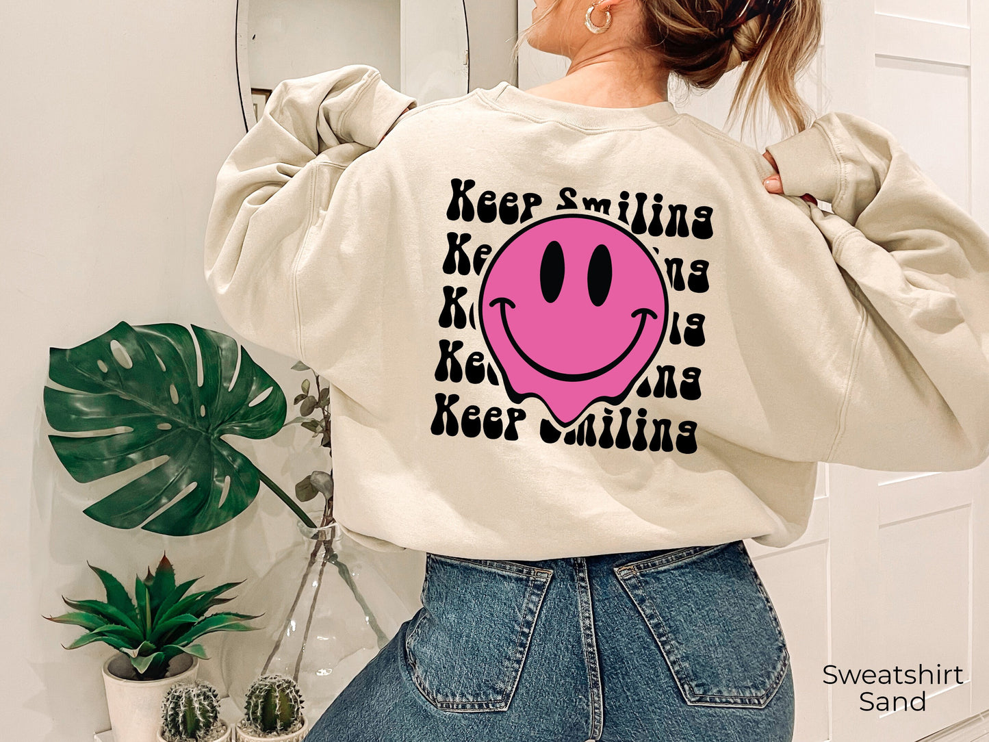 Keep Smiling Sweatshirt, Trendy Vintage Hoodies, Smile Hoodie, Very Cute and Super Sleep Shirt, C6807