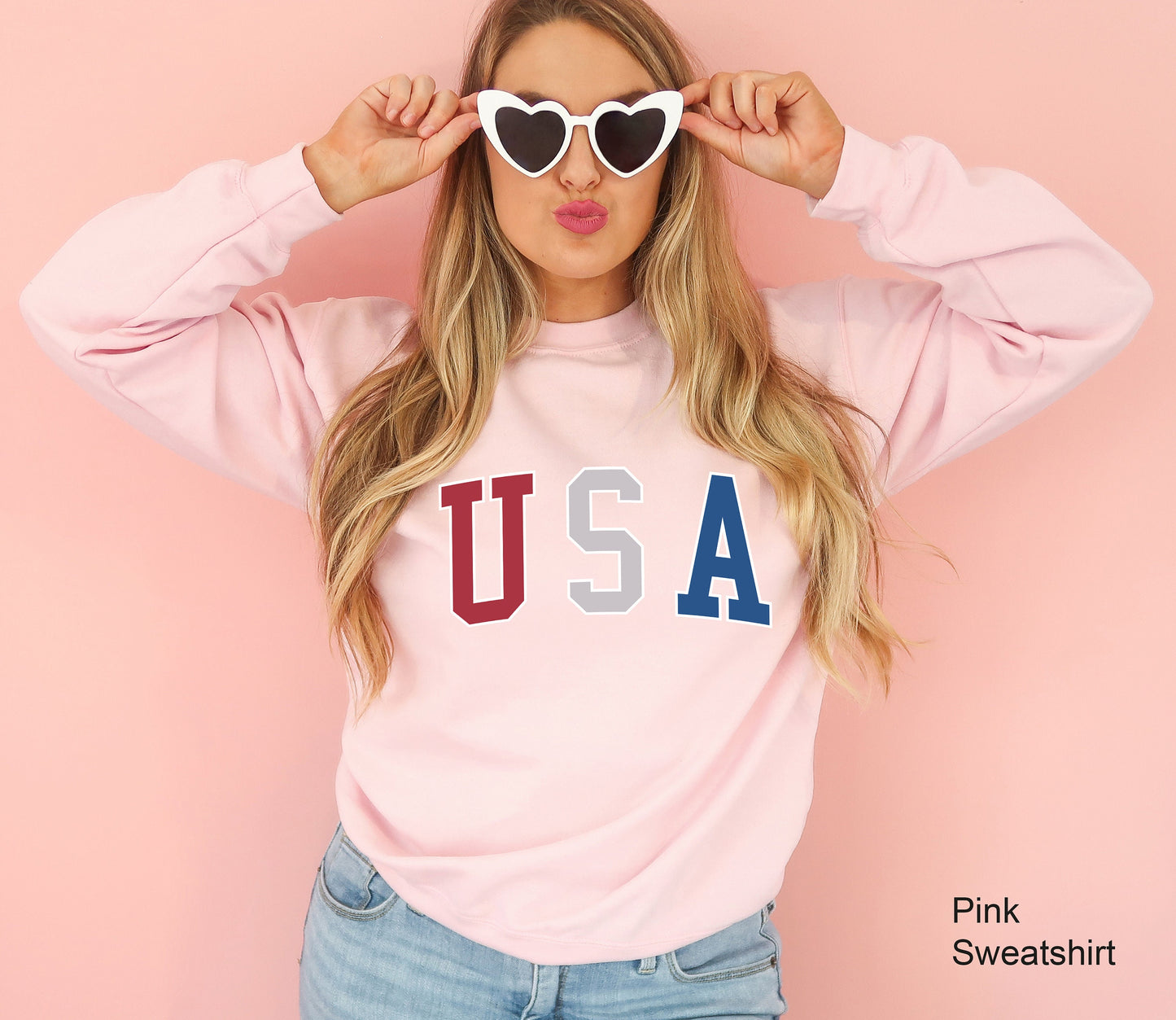 USA Sweatshirt, Red White Blue Unisex Crewneck Hoodie, 4th of July Sweatshirt, Big USA Tshirt, Usa Flag Shirt, C6815