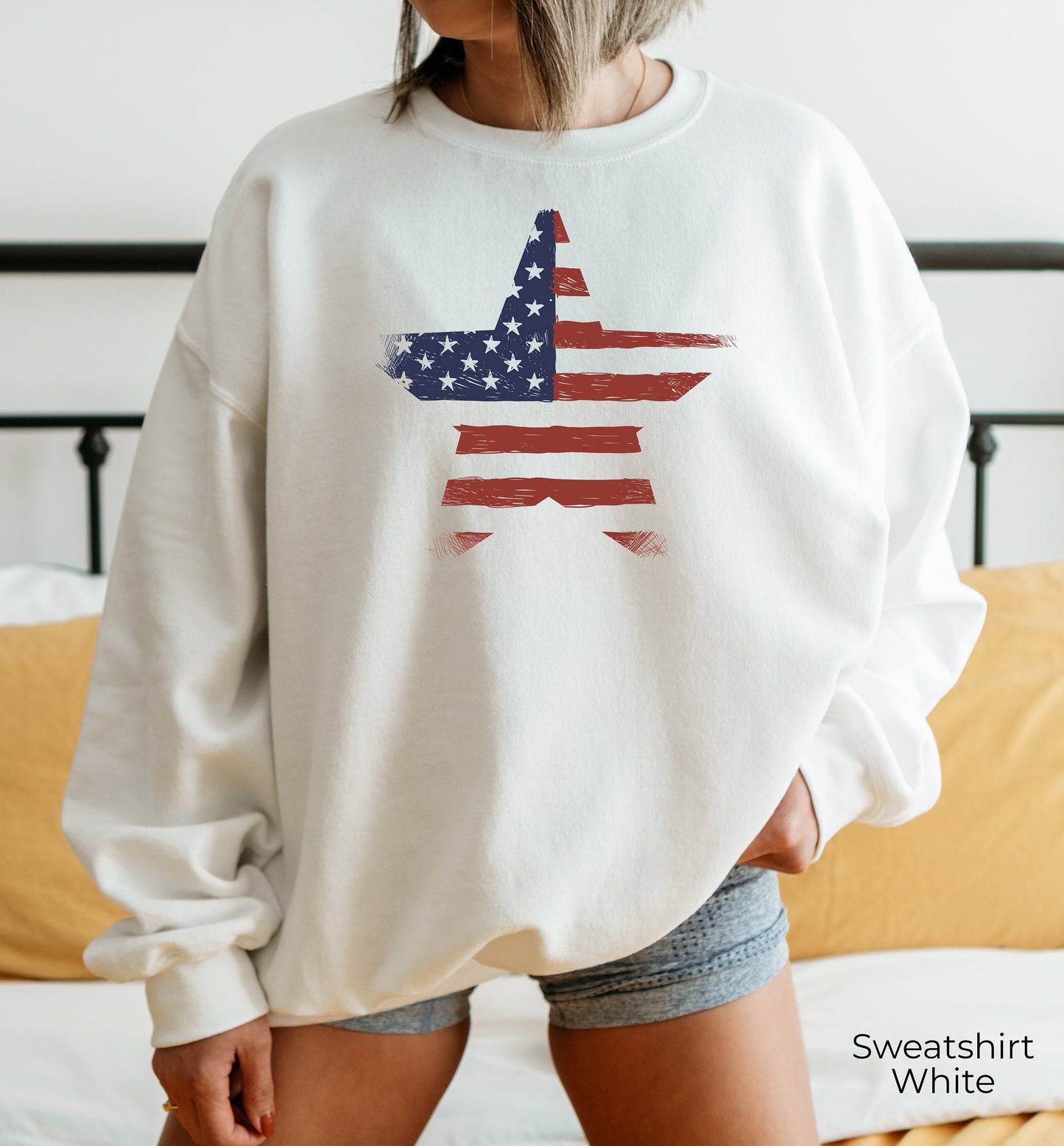American Flag Star Sweatshirt, Women's Patriotic Sweatshirt, American Flag Hoodie, Patriotic Sweatshirt, American Usa Shirt, C6822