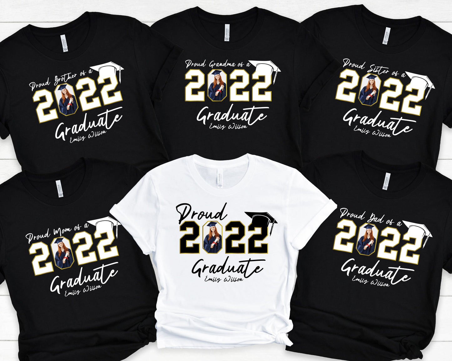 Custom Graduation Shirts,Class of 2022 Family Shirts Add The Photo Graduation T-Shirt,Proud Mom of a 2022 Graduate Tee,Glad Gift,C6927
