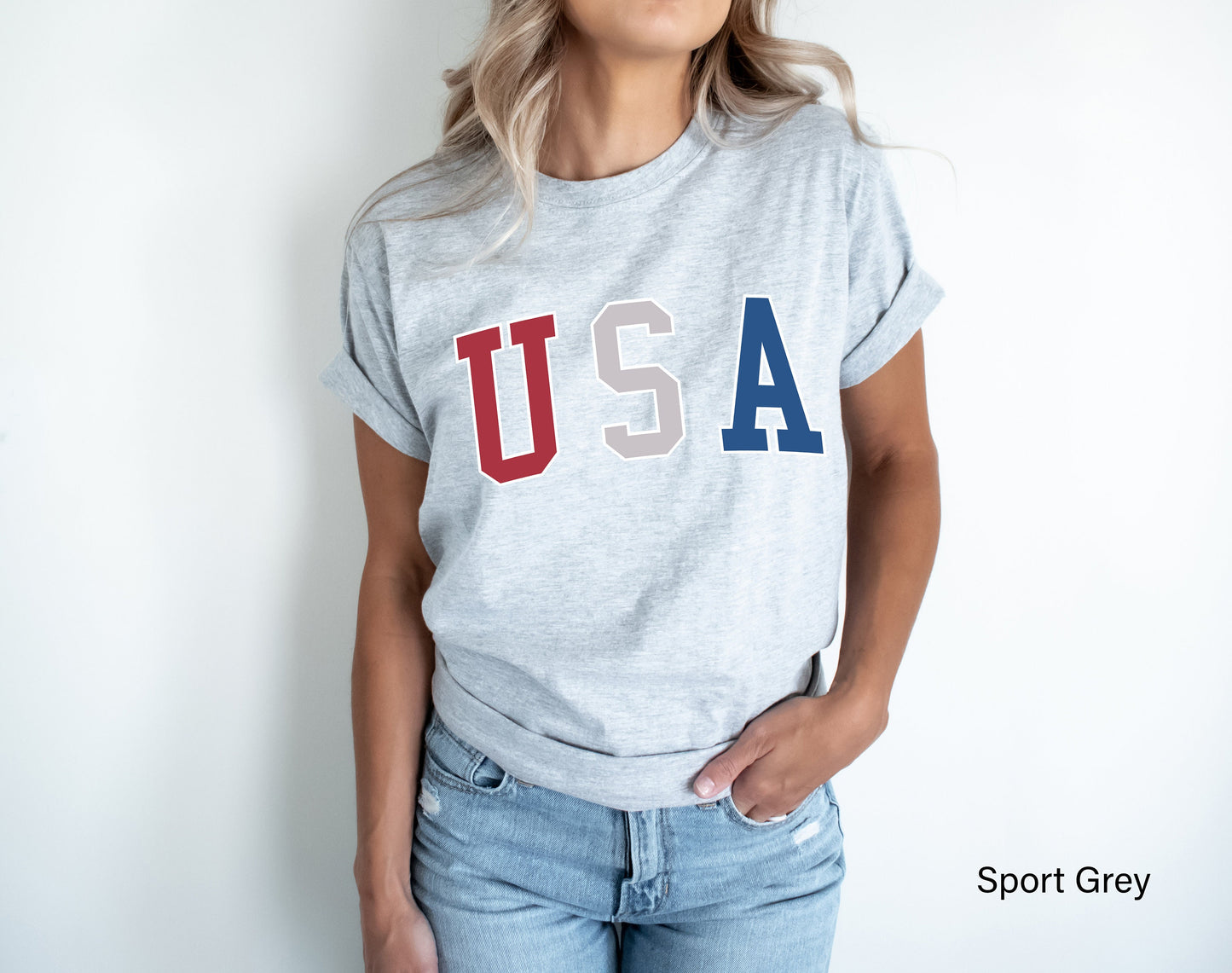 USA Sweatshirt, Red White Blue Unisex Crewneck Hoodie, 4th of July Sweatshirt, Big USA Tshirt, Usa Flag Shirt, C6815