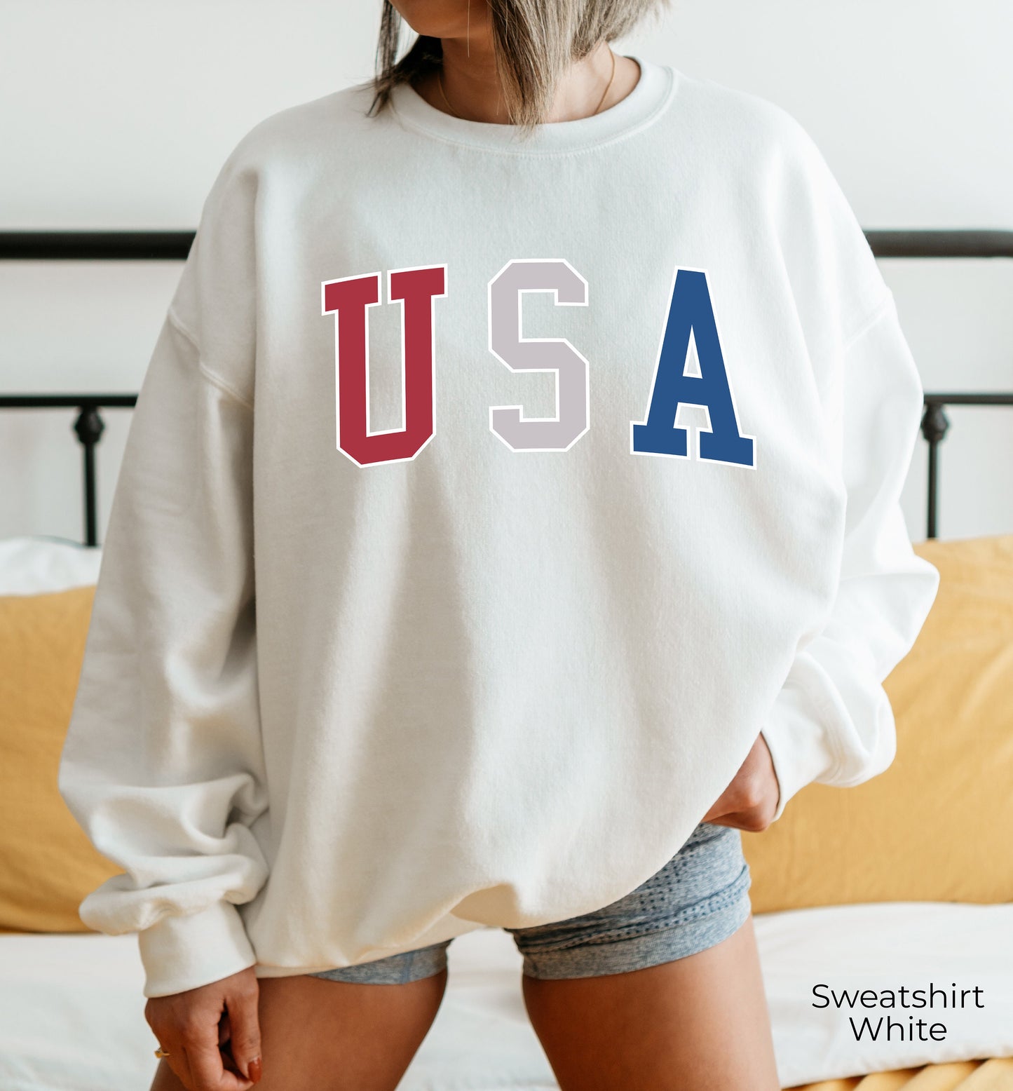 USA Sweatshirt, Red White Blue Unisex Crewneck Hoodie, 4th of July Sweatshirt, Big USA Tshirt, Usa Flag Shirt, C6815