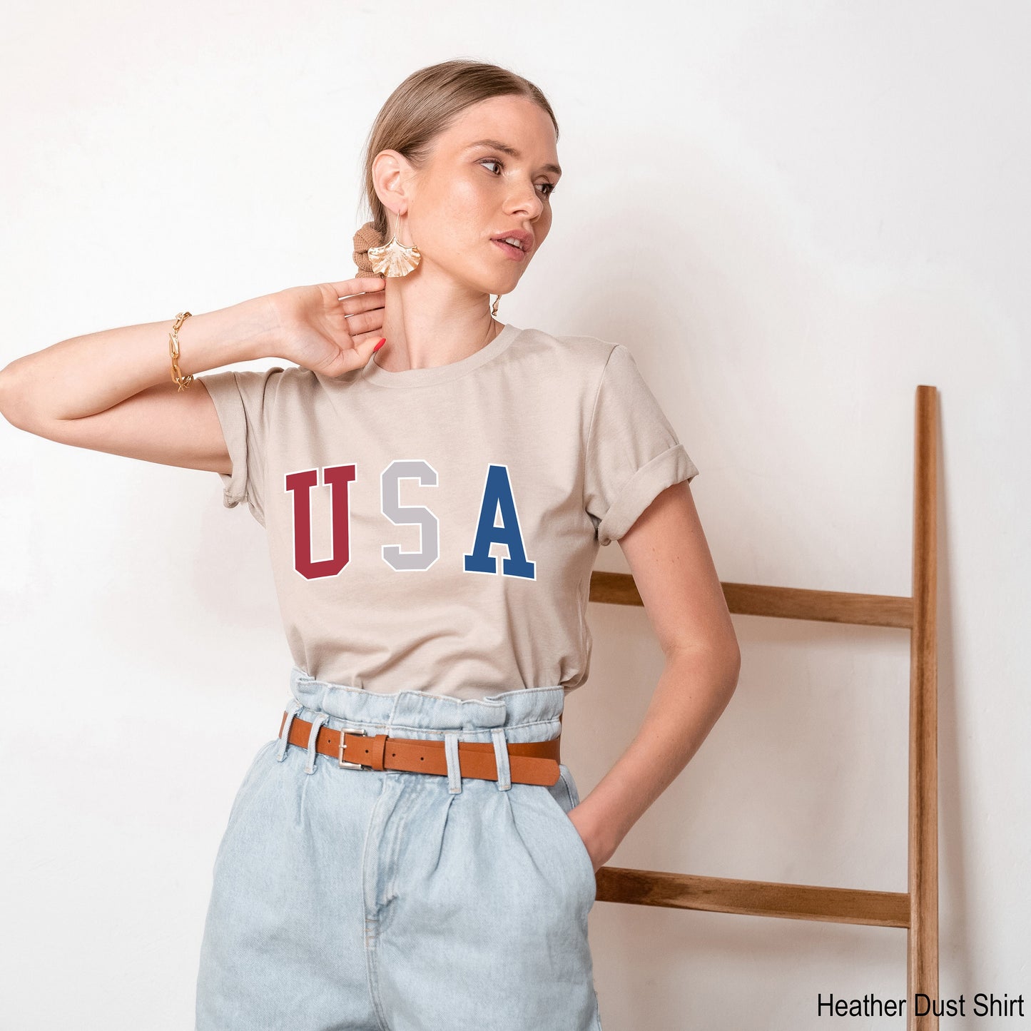 USA Shirt, Red White Blue Unisex Crewneck Shirt, 4th of July Shirt, Big USA Tshirt, Usa Flag Shirt, C6815