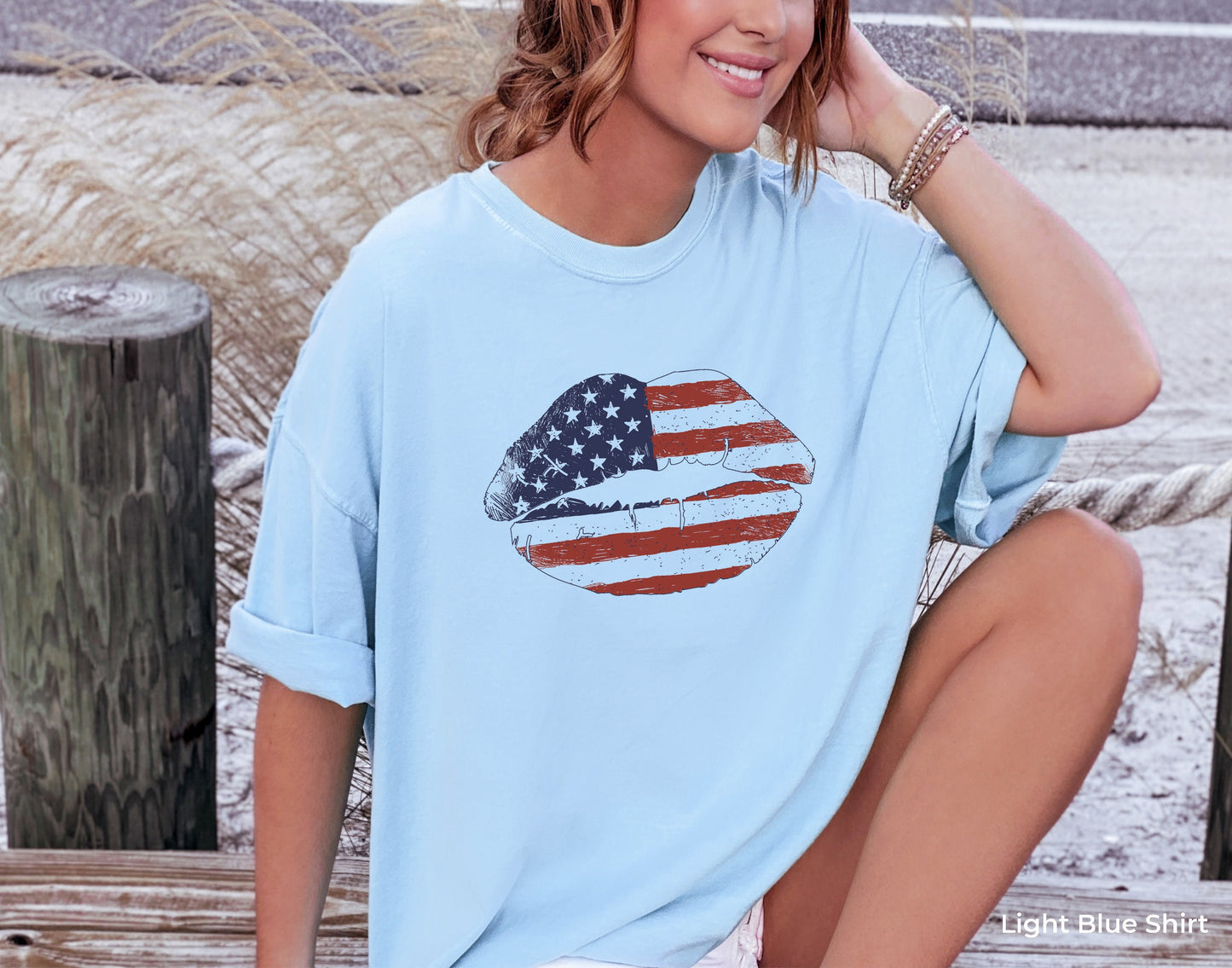 USA Lips Flag Shirt,4th of July Shirt,Patriotic Lips Sexy T-Shirt,USA Kiss Tee,American Shirt,Fourth Of July Party Shirt,Retro USA,C6824