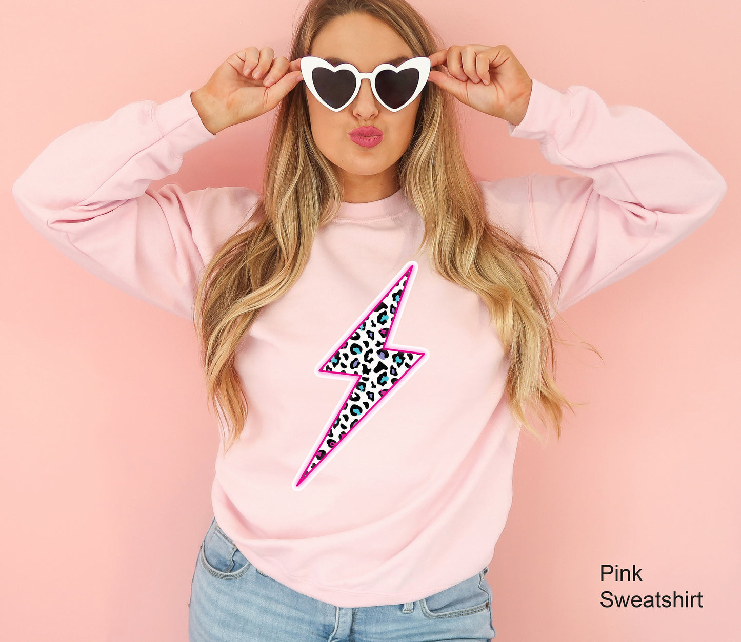 Leopard Lightning Bolt Swetshirt, Lightning Bolt Hoodie, Neon Pink Lightning Bolt Sweatshirt, Leopard Lightning Shirt, Trendy Hoodie, C7024