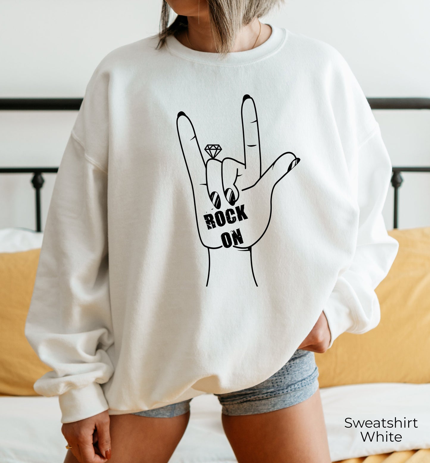 Rock On Sweatshirt, Ring Finger Hoodie, Funny Halloween Sweatshirt, Engaged Shirt, Fiancé Tee,Vintage Inspired T-shirt, Oversized Tee, C6947