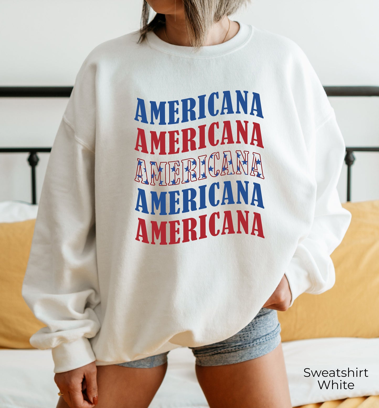 Americana Patriotic Pullover Sweatshirt, Independence Sweatshirt, Red White Blue Sweatshirt, Patriotic Shirt, C6956