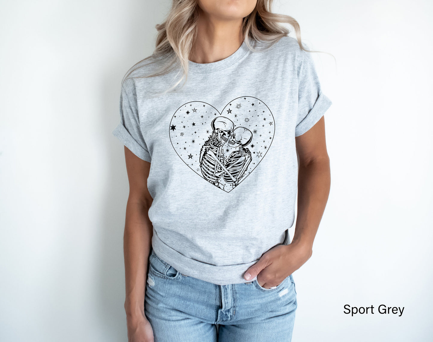 Kissing Skeletons Shirt, Gothic Shirt, Skull Tee, Skeleton Gothic Shirt, Skull Tee, Cool Skeleton T-Shirt, Skeleton Valentines, C7032