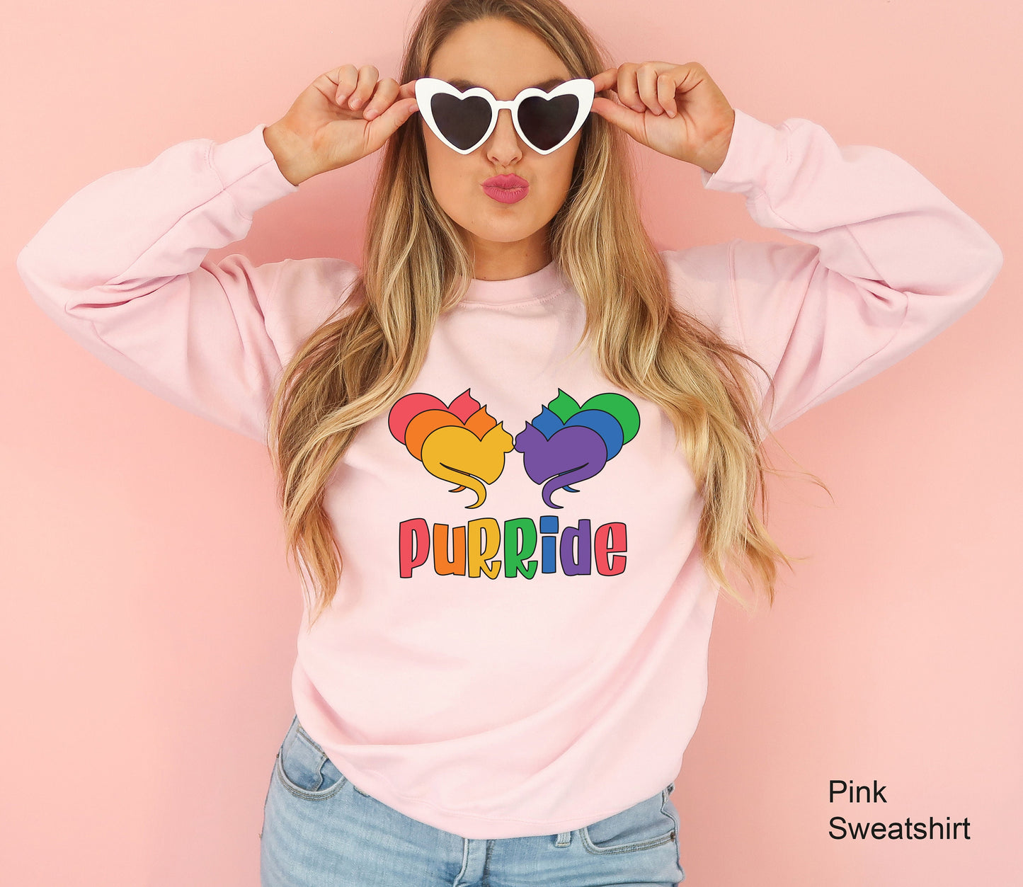 Purride Gay Pride Cat Sweatshirt, LGBT Hoodie, Pride Sweatshirt, Rainbow Pride Sweatshirt, Lesbian Hoodie, Gay Pride LGBTQ Gift, C7013