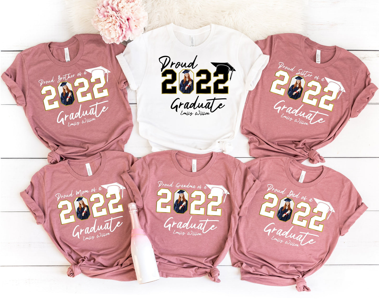 Custom Graduation Shirts,Class of 2022 Family Shirts Add The Photo Graduation T-Shirt,Proud Mom of a 2022 Graduate Tee,Glad Gift,C6927
