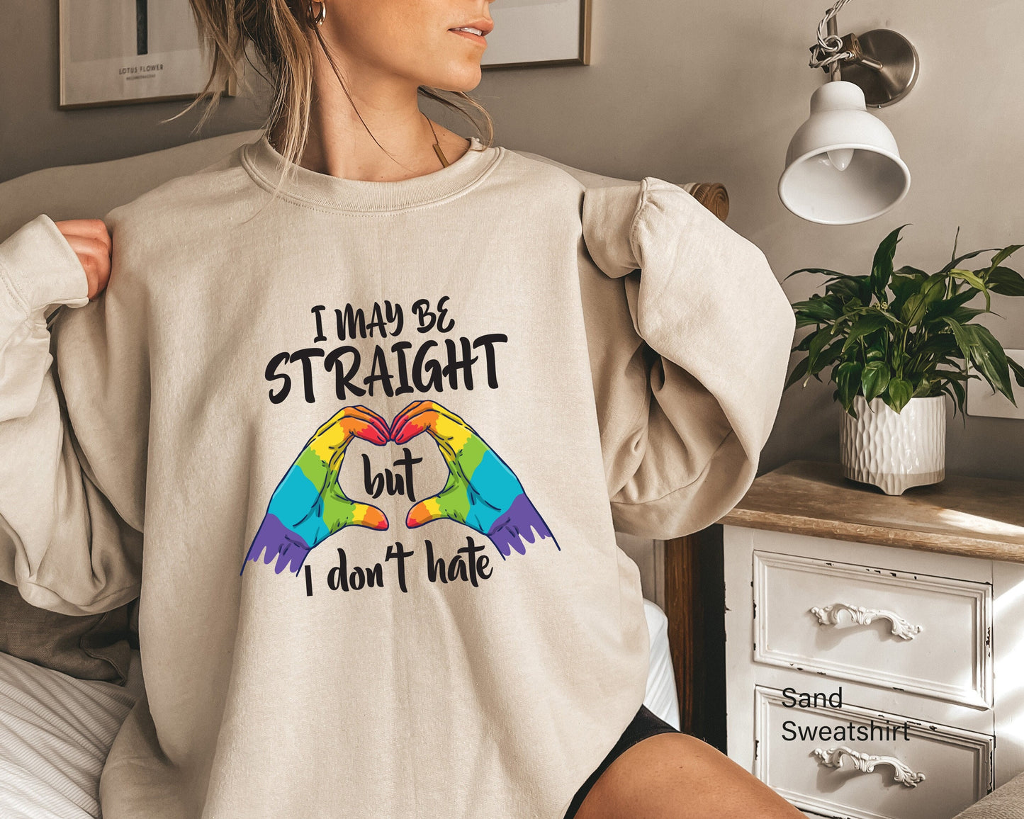 Women's Pride Ally Sweatshirt, LGBTQ Hoodie, Straight But Don't Hate Sweatshirts, LGBT Hoodies, Gay Trans Support Tee Woman, C7015