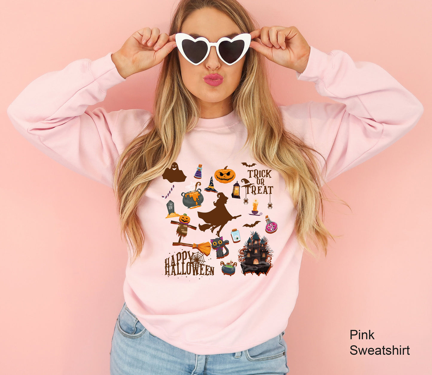 Halloween Sweatshirt,Vintage Trick or Treat Shirt,Happy Halloween Hoodie,Spooky Season Tshirt,Witch Tee,Halloween Party Costume Tshirt,C7022
