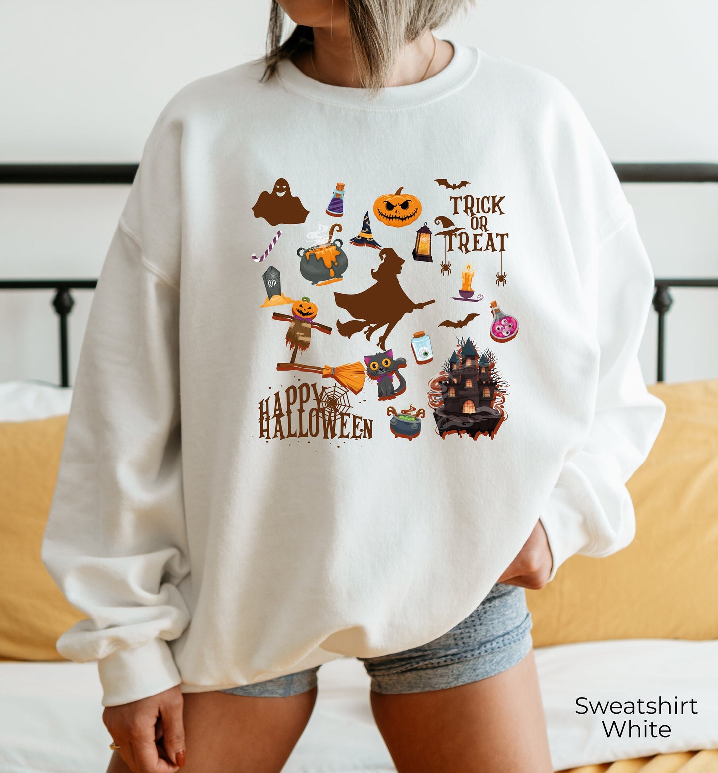 Halloween Sweatshirt,Vintage Trick or Treat Shirt,Happy Halloween Hoodie,Spooky Season Tshirt,Witch Tee,Halloween Party Costume Tshirt,C7022
