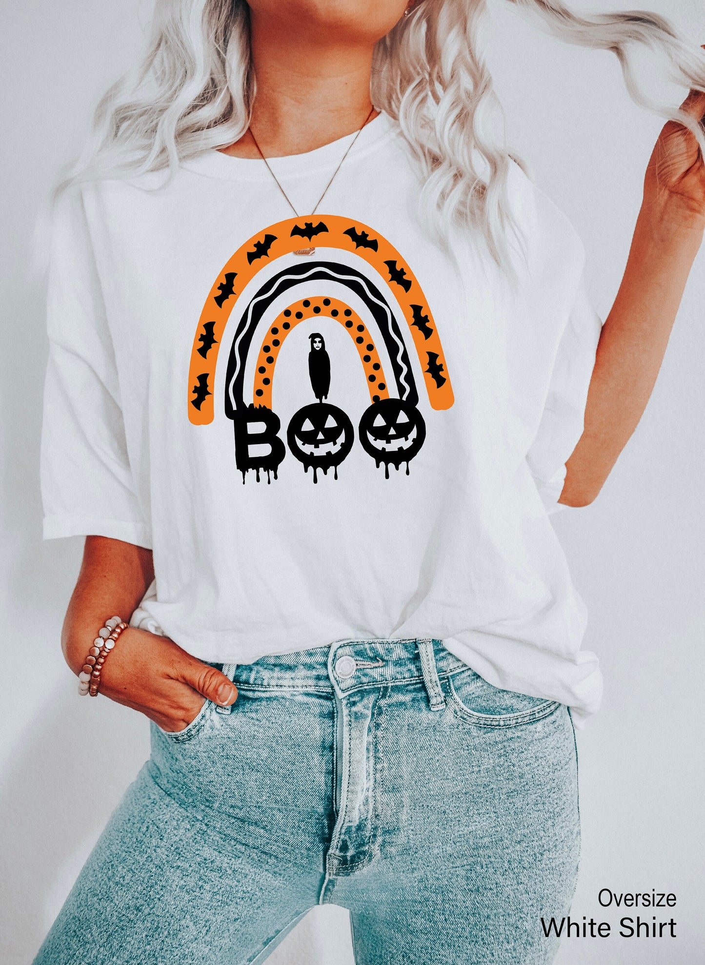 Halloween Boo Shirt,Halloween Rainbow shirt,Halloween Party, Halloween Spooky Shirt, Shirt,Halloween Funny Tee, C6111