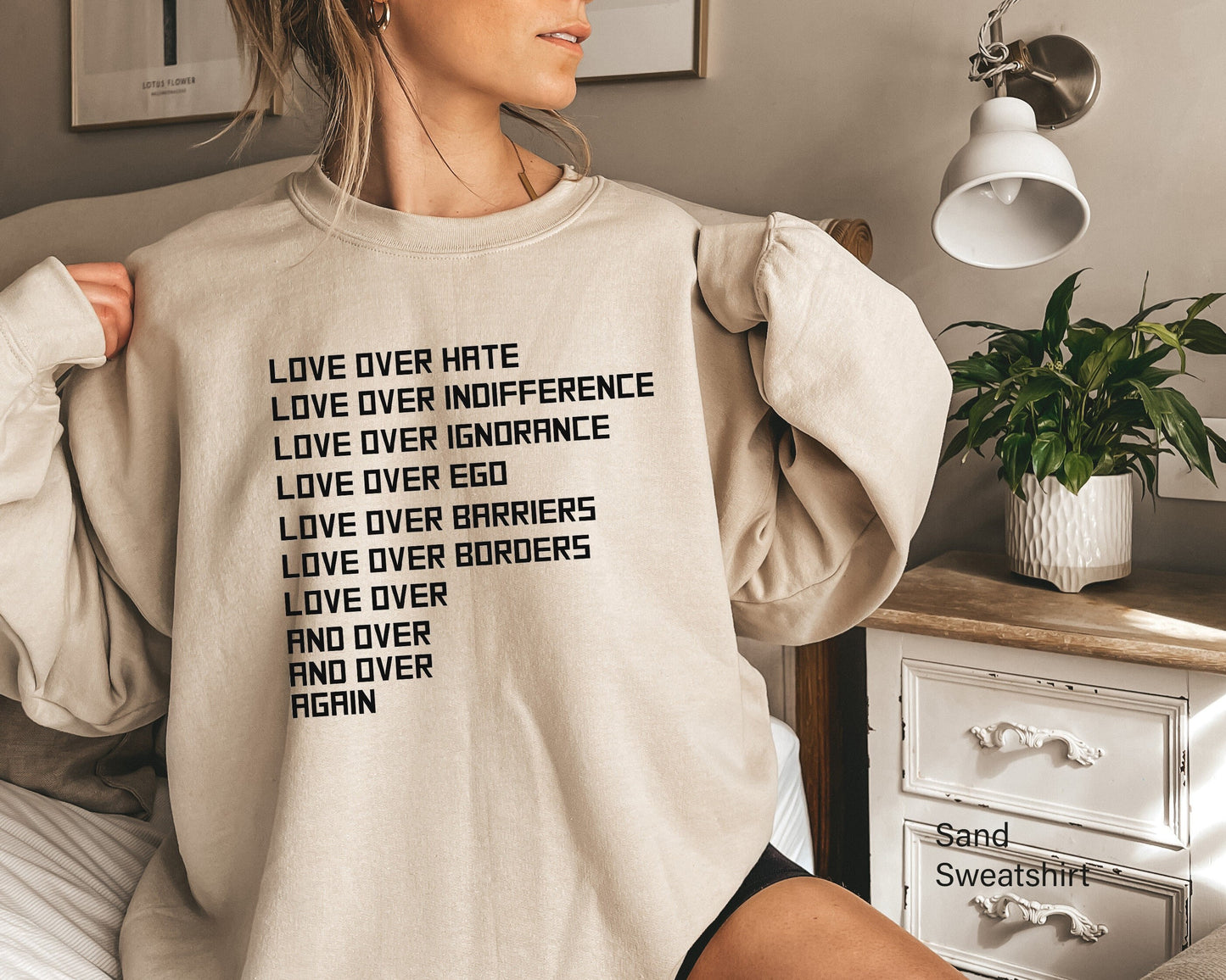 Love Over Hate Love Sweatshirt, Equality Sweatshirt, Racial Equality, Black History, Stand Together, Activist Sweatshirt Clothe Design,C5017