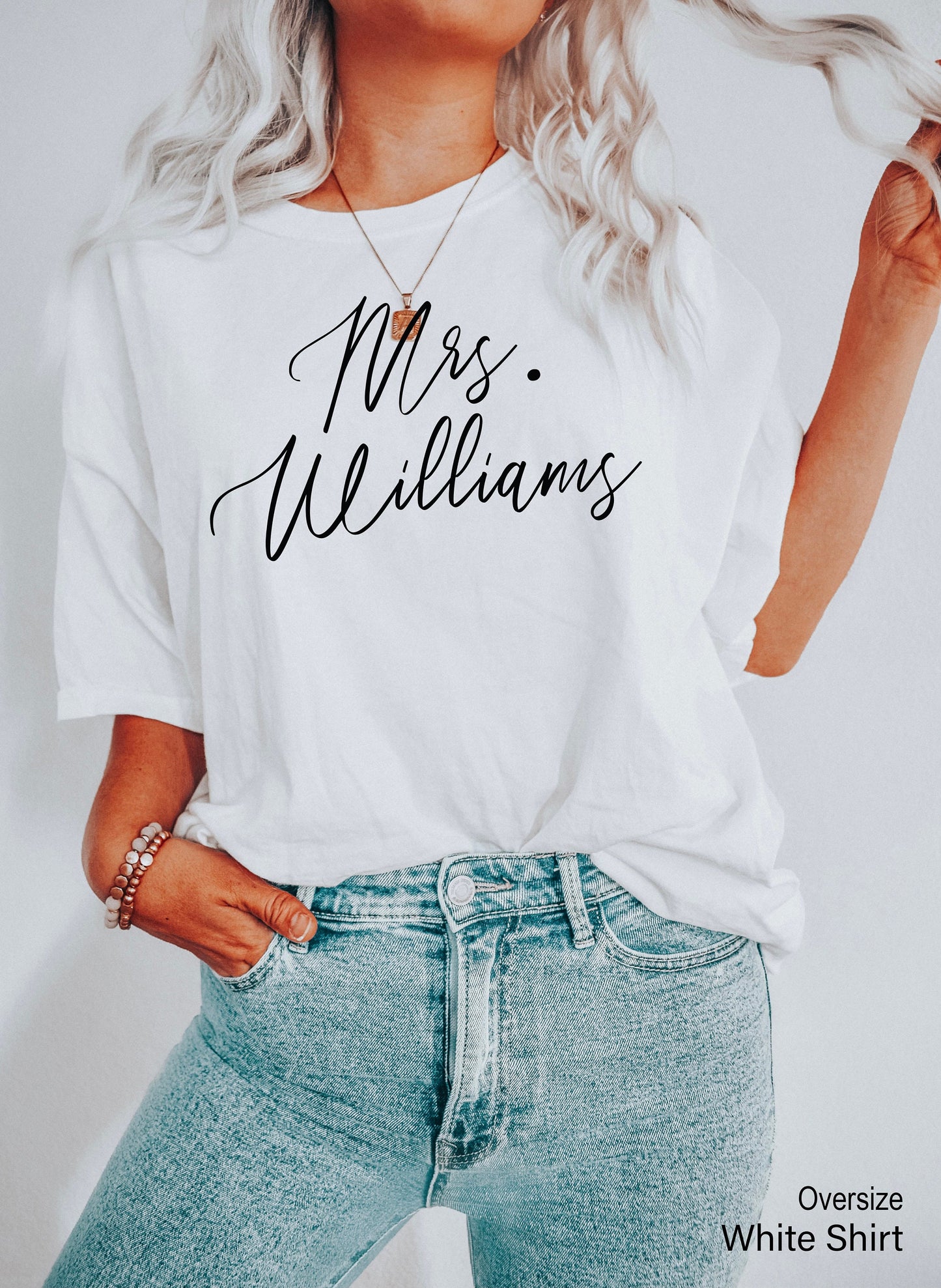 Custom Mrs Shirt,Trendy Bride Shirts,Personalized Mrs Last Name Tanks,Cute Honeymoon Pajamas,Gift For New Bride,Bridal Shower Gift,C5470